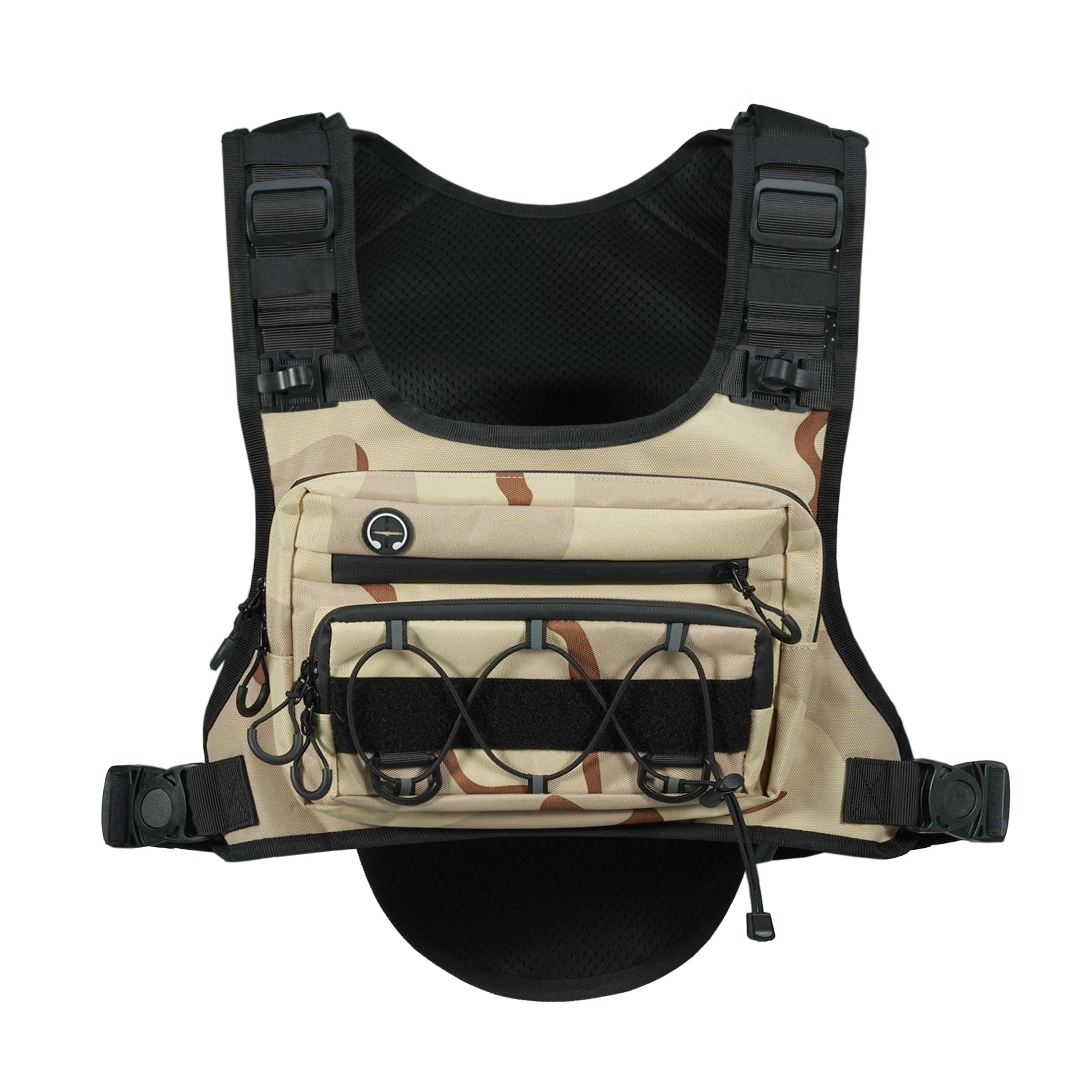 Clape Camouflage Chest Rig Bag Bike Backpack Utility Bag Fishing Vest Adjustable Running Bag for Cycling Jogging Trail EDC CamoBeige