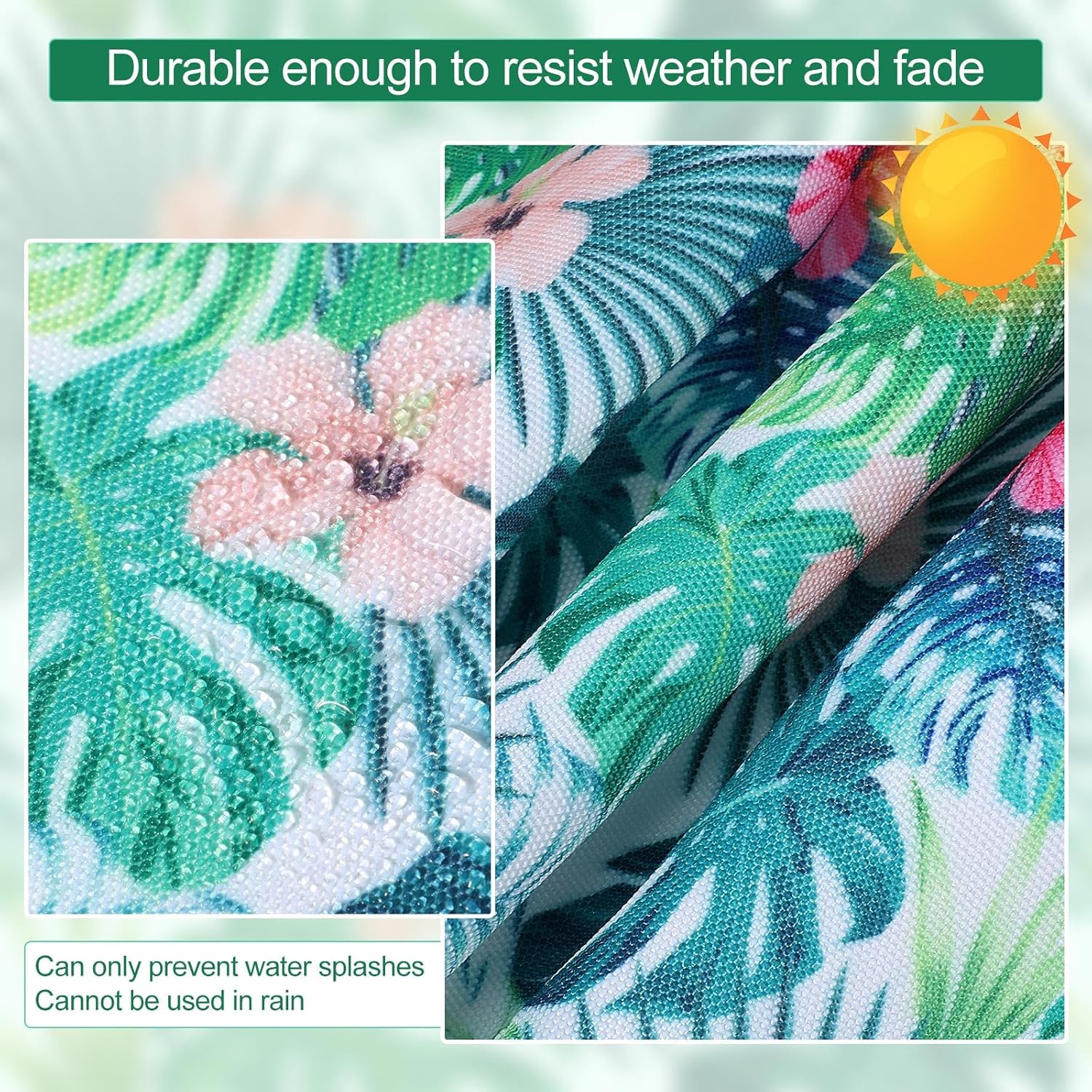 Set of 6 Tropical Flower Outdoor Chair Cushions 17" x 16" x 2" Waterproof Patio Chair Cushions Replacement Indoor Outdoor Seat Cushions with Removable Cover Ties for Garden Patio Furniture