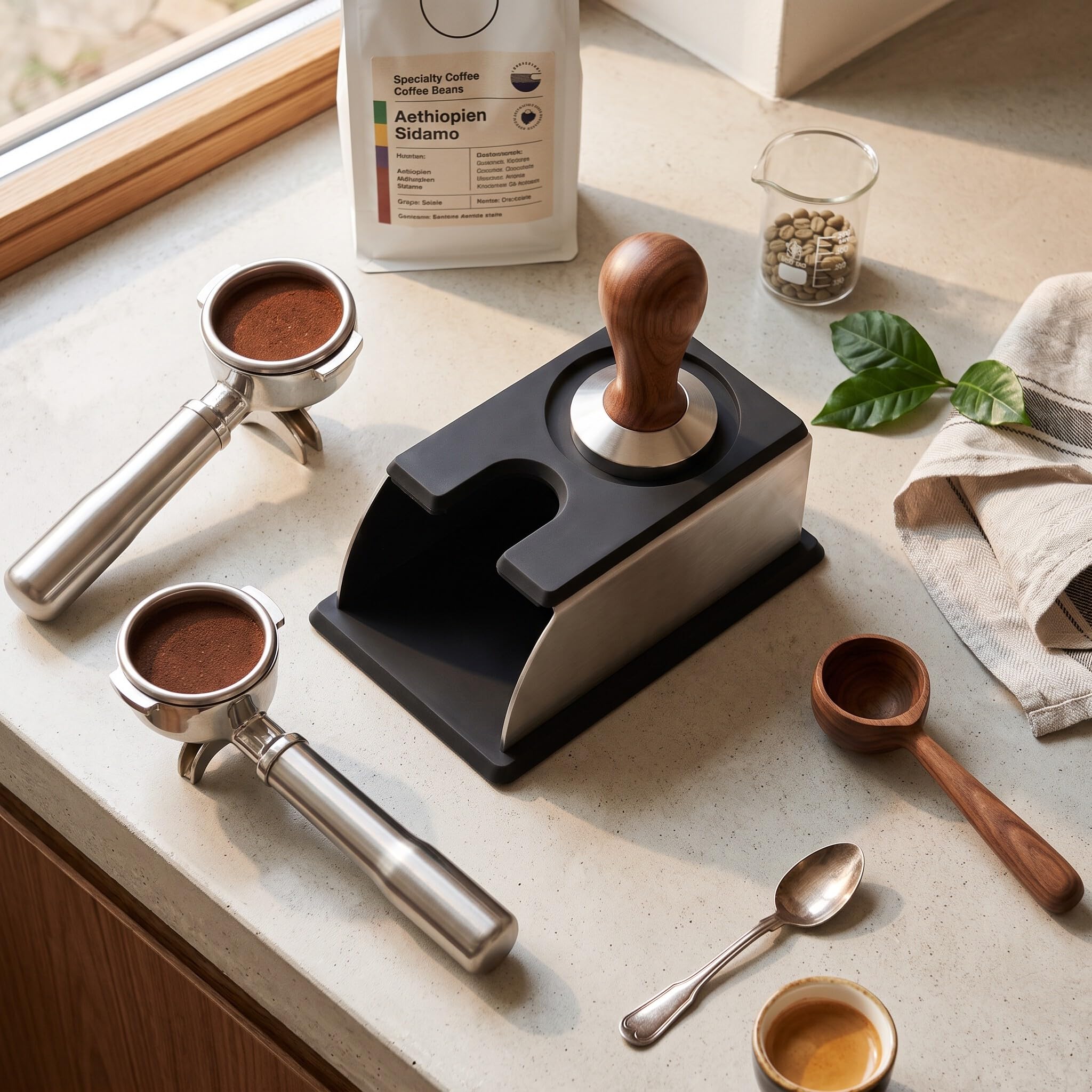 Podstawa do stempla Tamper Ständer do espresso, stempel do kawy, mata do stempla, uchwyt do stempla, mata do kawy, uchwyt do kawy, ubijak do kawy, stojak do kawy, mata do stempla, akcesoria do kawy