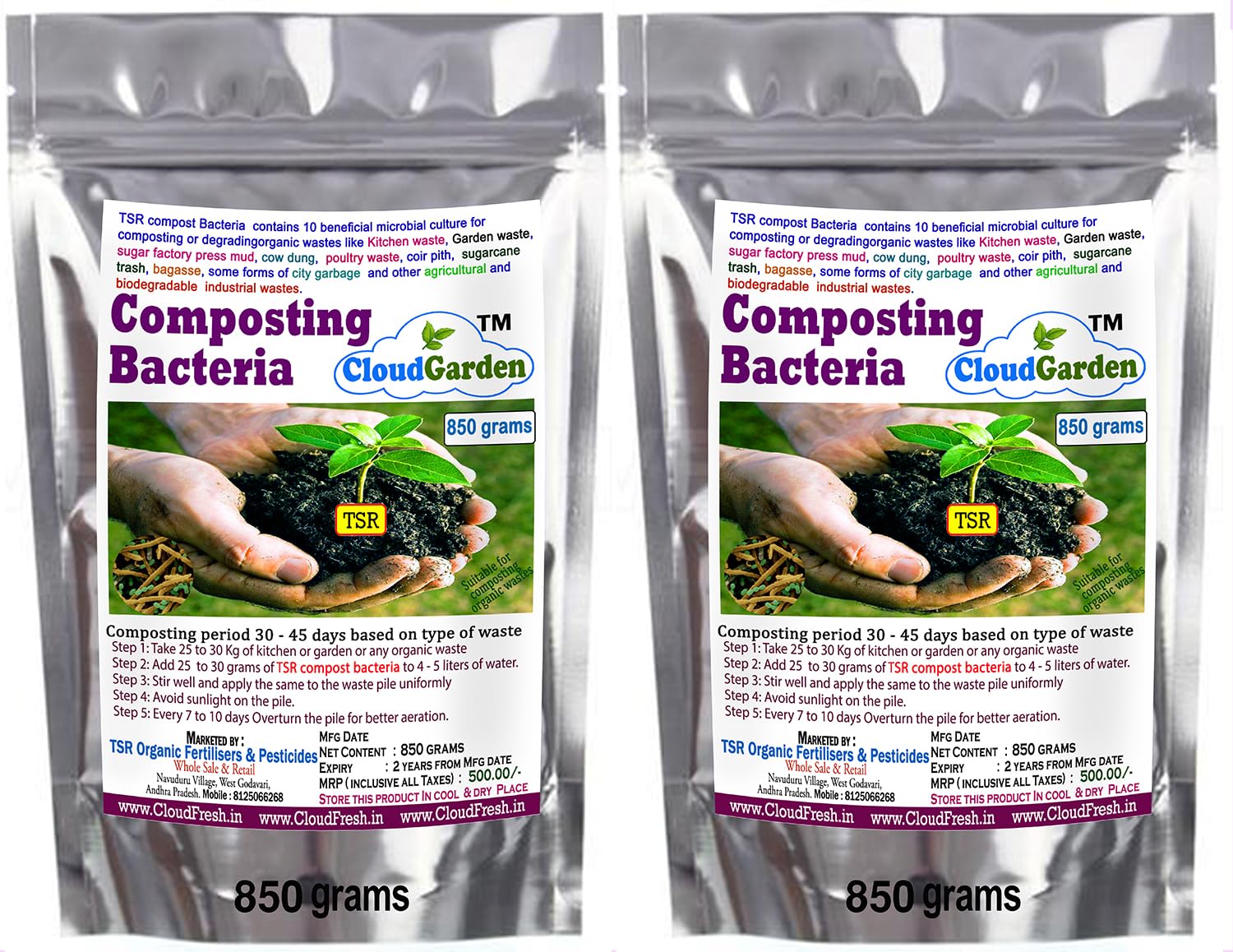 TSR Garden Store Composting Bacteria 1.7 Kg (850 + 850 Gms) Contains Both Fungi And Bacteria Convert All Kitchen Waste, Hotel And Farm Waste To High Nutritional Compost Manure Powder For Garden Plant (B09LDBFGNZ) Amazon Price History, Amazon Price Tracker