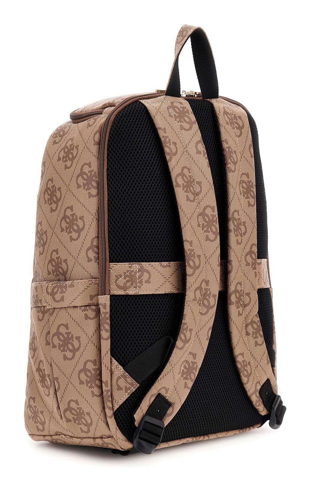 GUESS mochila de ocio con compartimento para portátil U-Zip Backpack Latte Logo/Brown marrón claro
