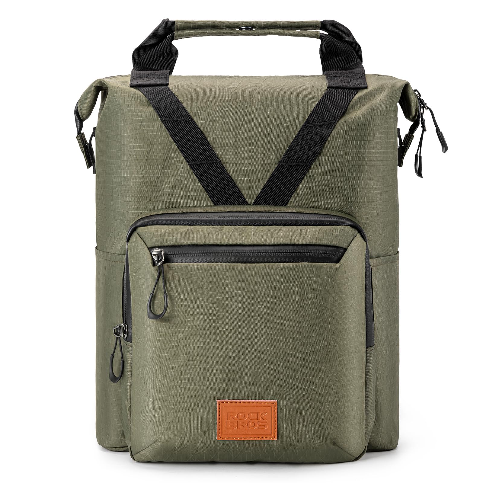 ROCKBROS Bike Handlebar Bag for Brompton Foldable Bicycle Backpack Urban Handlebar Pack and City Bikes Daily Outdoor Sports Pouch for Women Men Army Green