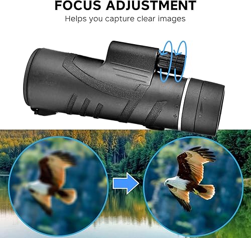 Miniatura 3 de 12x50 Monocular Telescope for Adults, Bak4 Prism Monocular Waterproof Monocular Scope with Smartphone Adapter Tripod for Hunting Camping