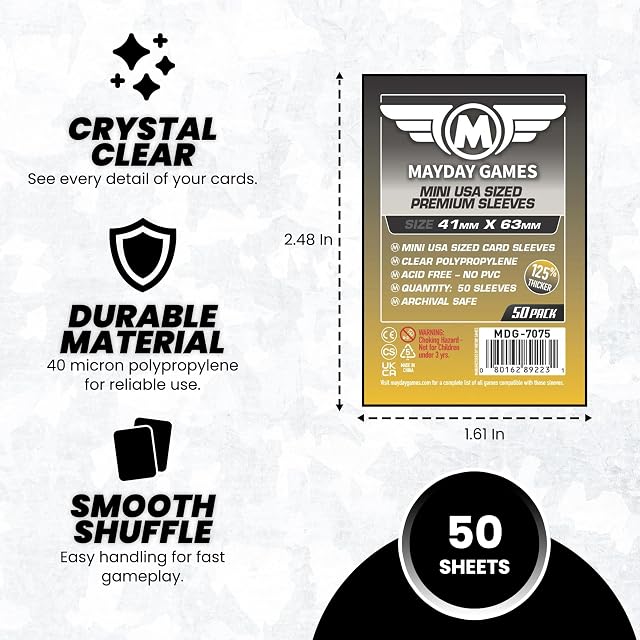 Foto 4 de 6 de Mayday Games Juego de Cartas Premium de 41 x 63 mm Sleeves Mini USA (Paquete de 50)