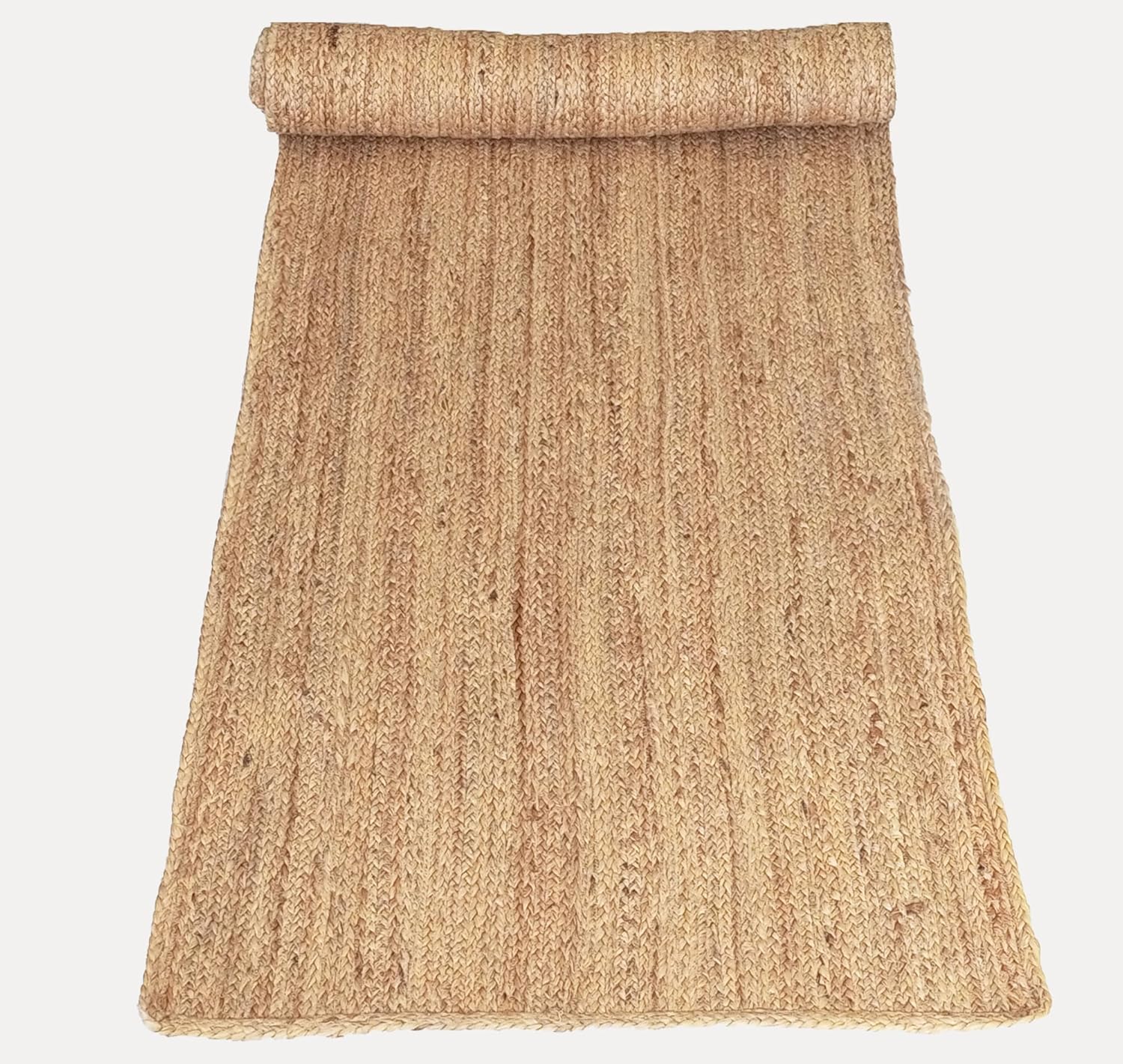 Jute Hallway Runner Rugs 4x16 Flatweave Runner Natural Handmade Boho Solid Design Natural Jute Rug Thick 0.27" Handmade Boho Accent Runners for Kitchen, Entryway, Laundry Area Home Decor