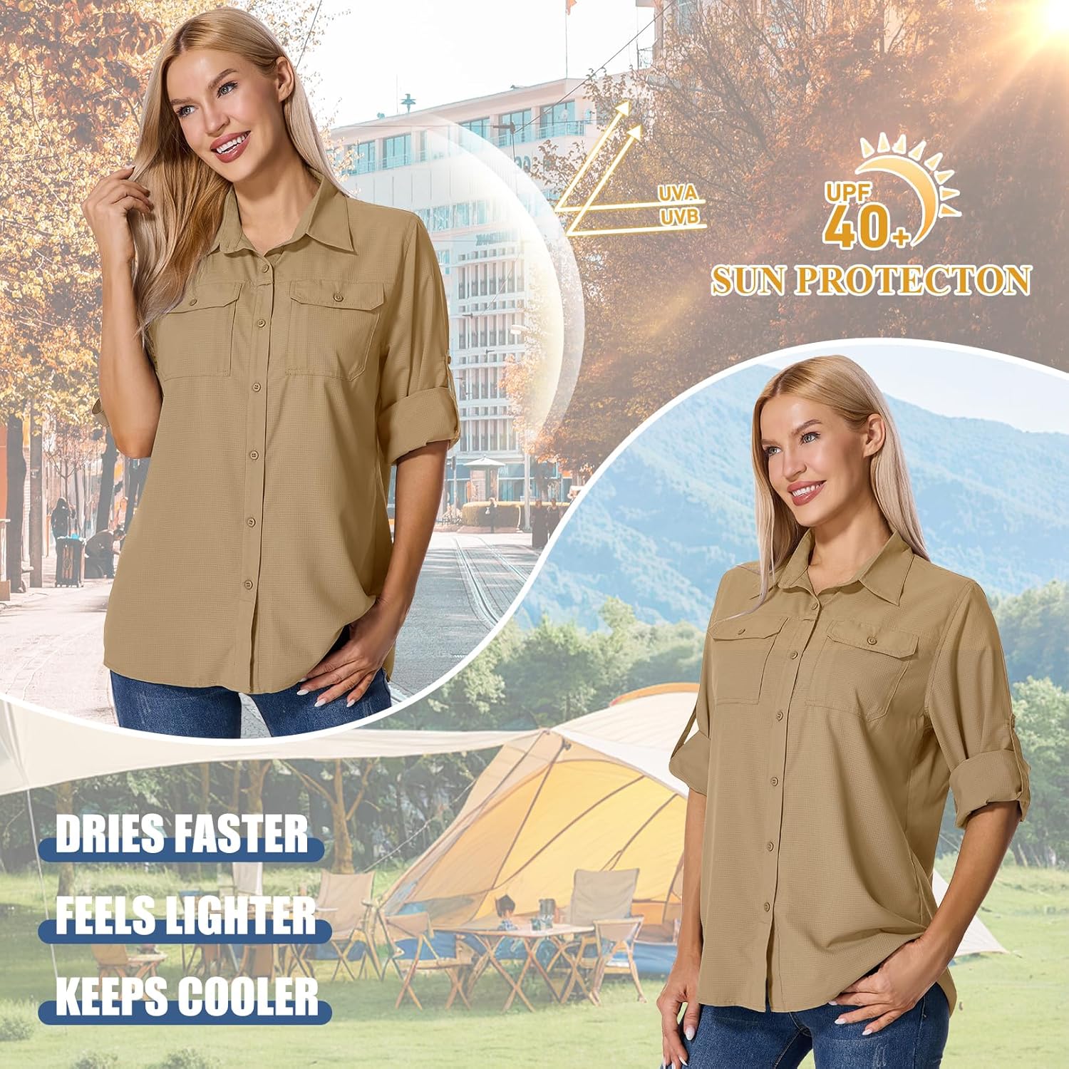 Jessie Kidden Womens UPF 50+ UV Sun Protection Safari Shirts Long Sleeve Outdoor Cool Quick Dry Fishing Hiking Shirts - Image 7