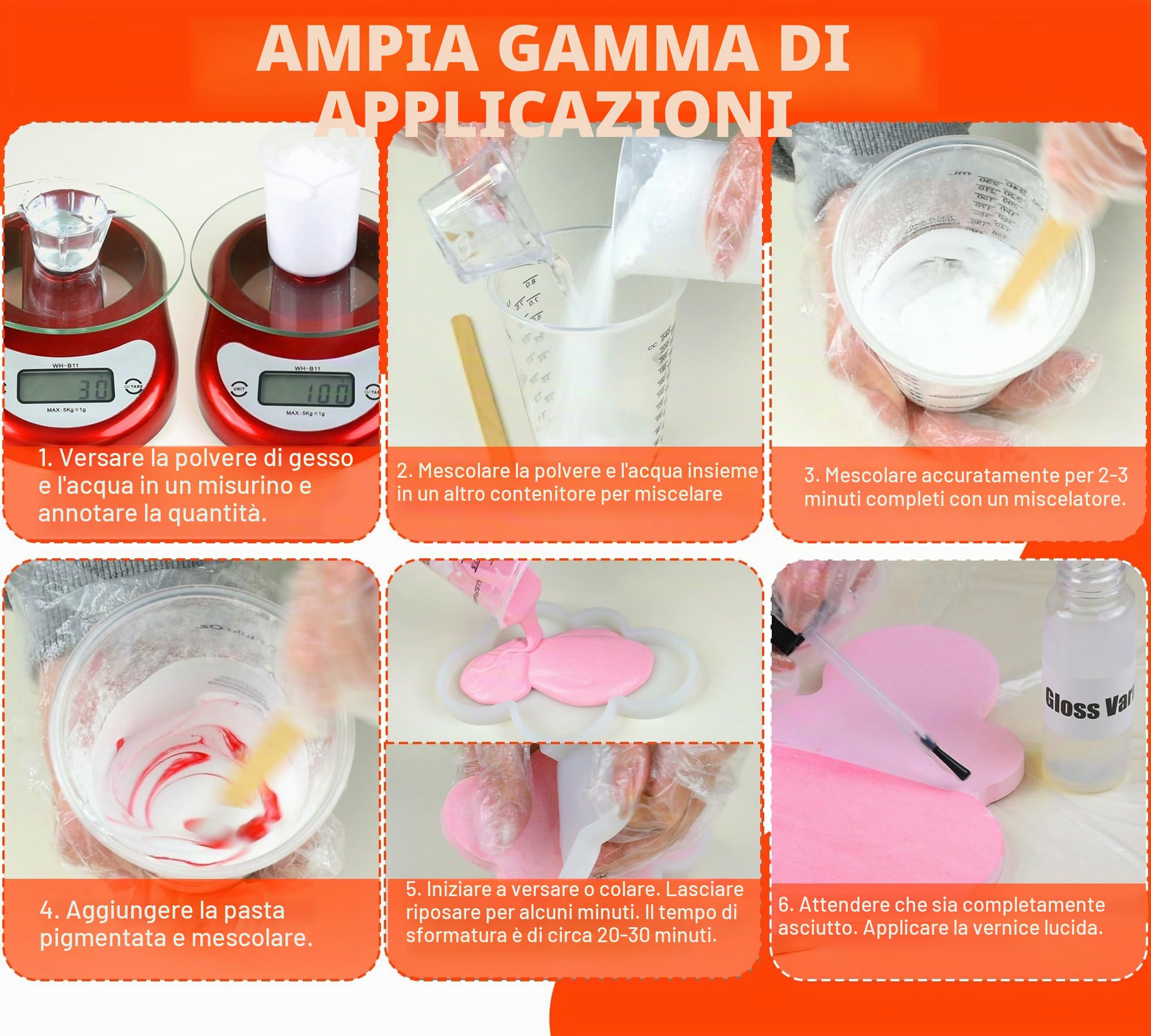 Polvere di colata bianca 4500g - Intonaco attivato dall'acqua | Autolivellante, Facile Da Miscelare e Staccare, a Presa Rapida (20-30 Min), Per Scultura, Decorazione D'Interni e Hobby Creat