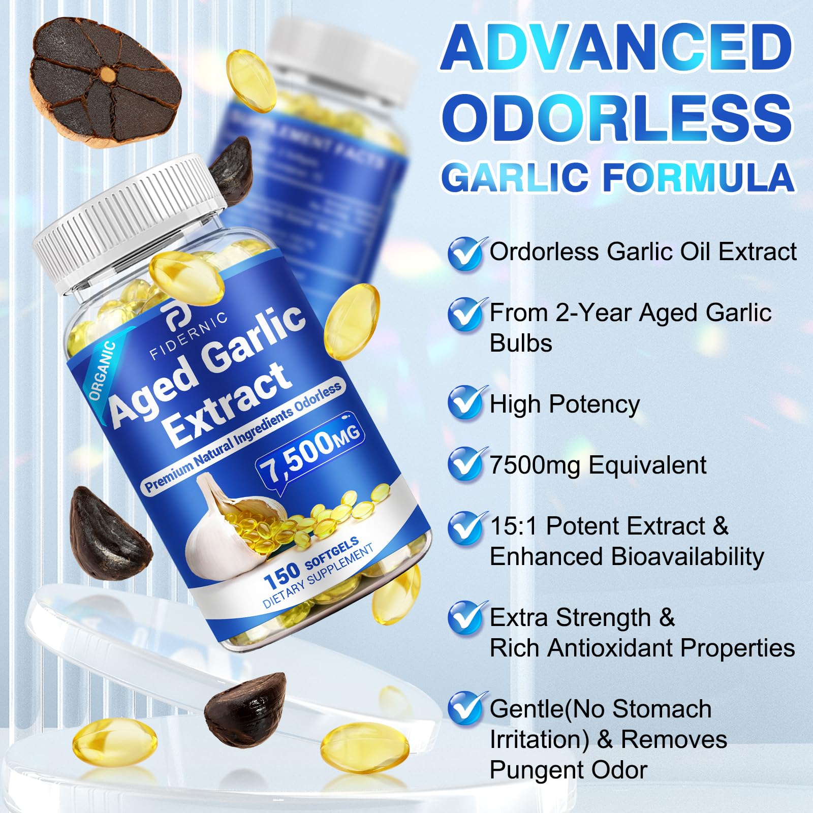 Aged Garlic Extract – Odorless Organic Garlic Supplement - 150 Softgels — Amazon image 5