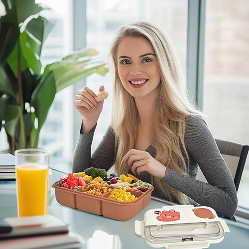 Miniatura 7 de Bento Box - Lonchera para adultos, recipientes para hombres, mujeres y niños con 4 compartimentos, contenedor de alimentos a prueba de fugas con