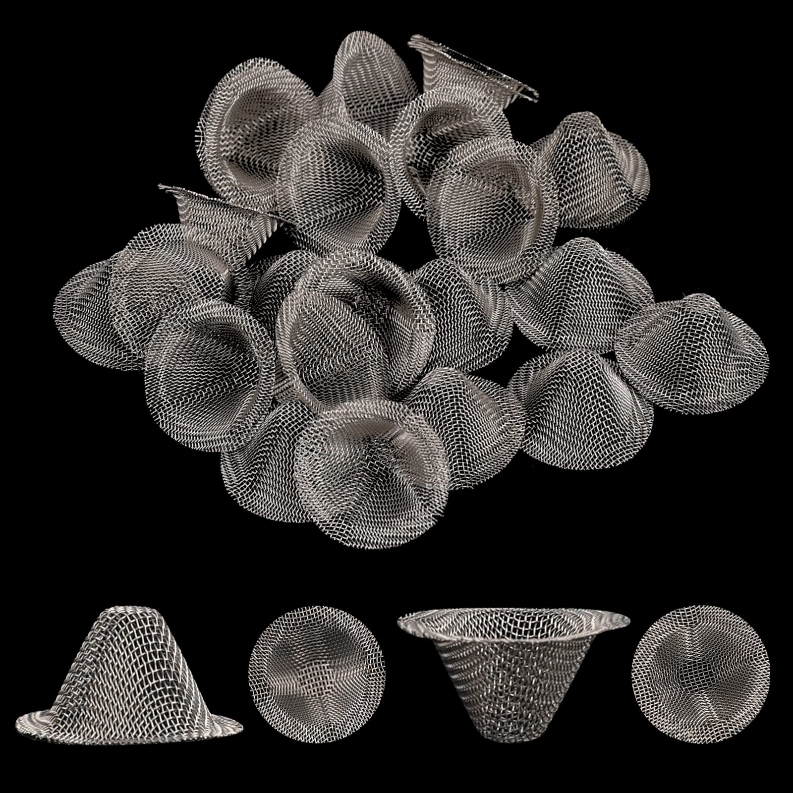 40 Pcs Pipe Screens,5/8 Inch Stainless Steel Bowl Screens Filters Conical Design Metal Filters 0.67 Inch Mini Metal Clean Screen Reusable Filters Self-Adjustable Size Filter