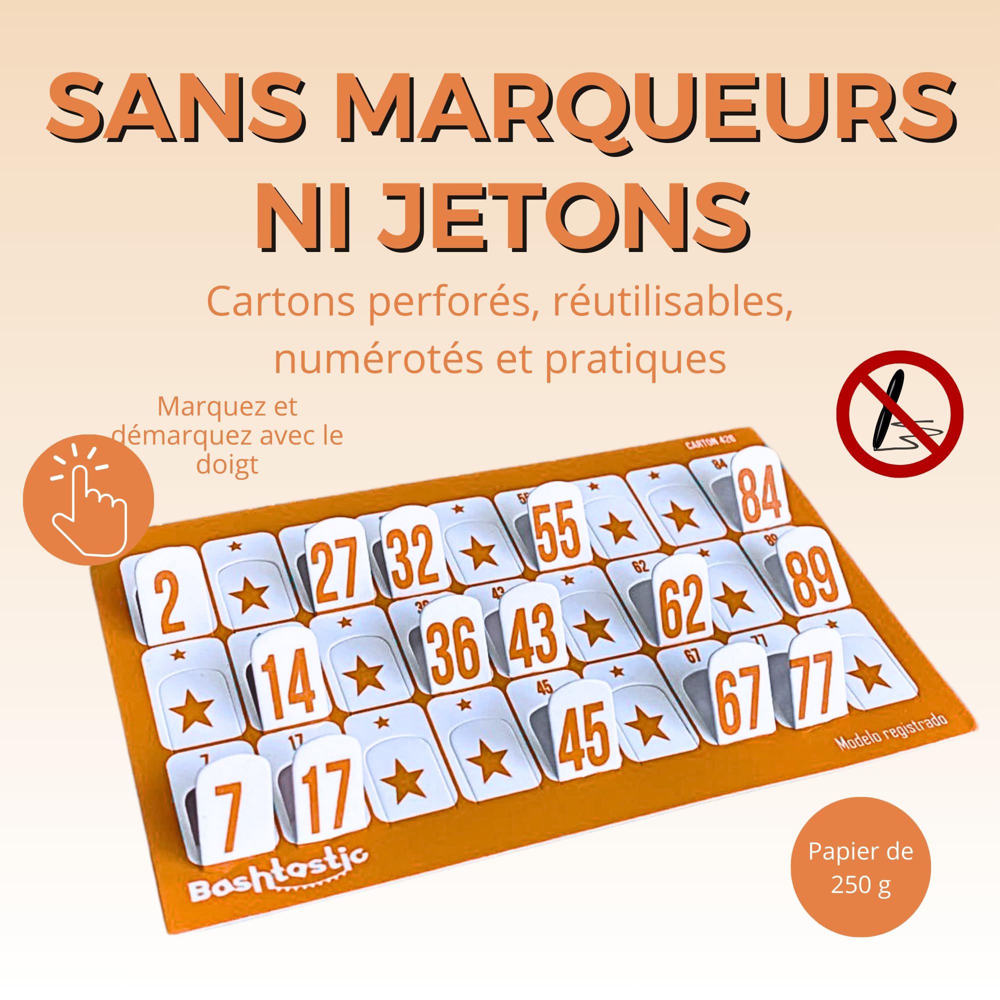 Carton Loto - 1008 Cartons Loto pour Le Loto Bingo. Cartons Découpés, Réutilisables, Numérotés et Différents Les UNS des Autres. Marquage au Doigt, Pas Besoin de Jetons.