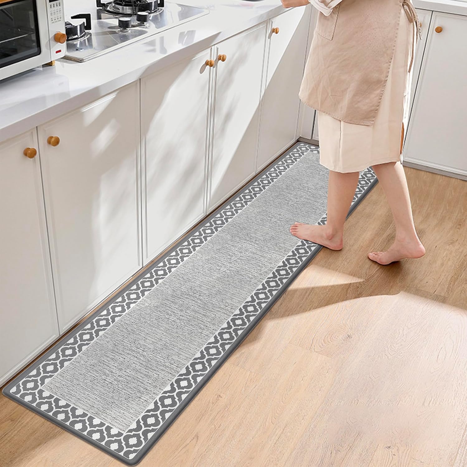 Anti Fatigue Kitchen Rug Long Kitchen Mats for Floor Ergonomic Comfort Memory Foam Standing Mat Non Slip Waterproof Kitchen Rug Farmhouse Kitchen Rugs for Office Sink Laundry 17.3"x70.8" Grey