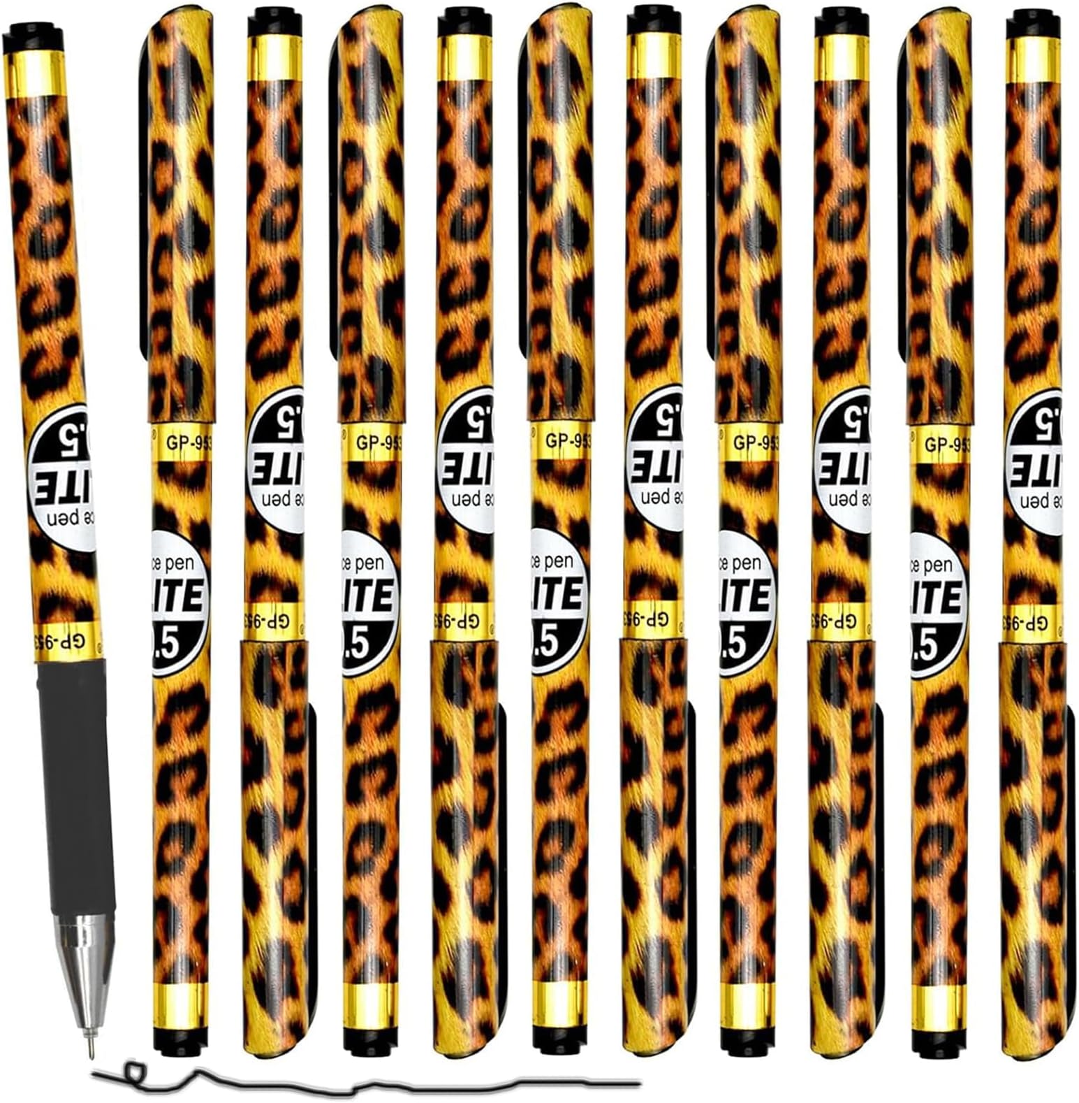 42PCS Fancy Leopard Pens Animal Pattern Gel Pens Black Ink 0.5mm Pretty For Women Girls Ladies School Party Office Birthday