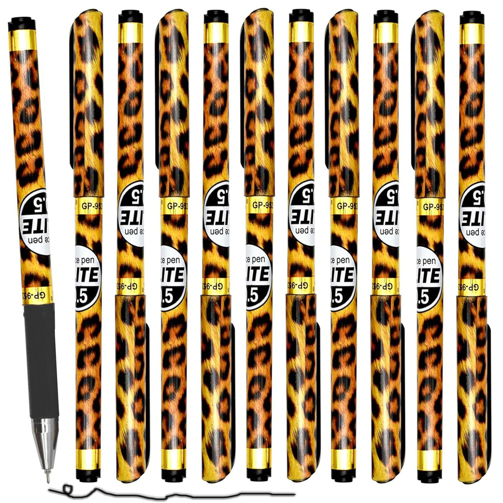 42PCS Fancy Leopard Pens Animal Pattern Gel Pens Black Ink 0.5mm Pretty For Women Girls Ladies School Party Office Birthday