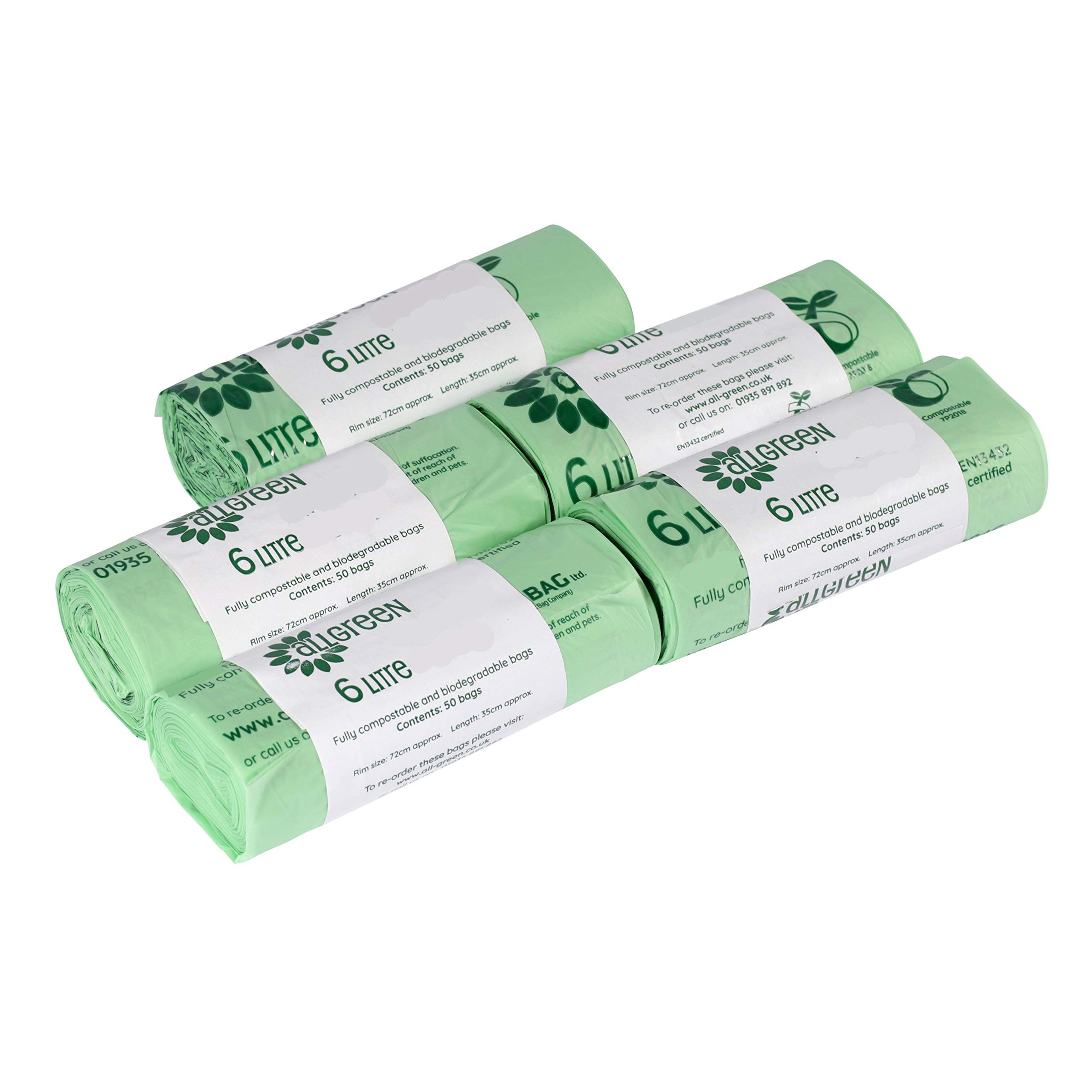 All-Green 6 Litre Compostable Food Waste Bin Liners - Green / 5