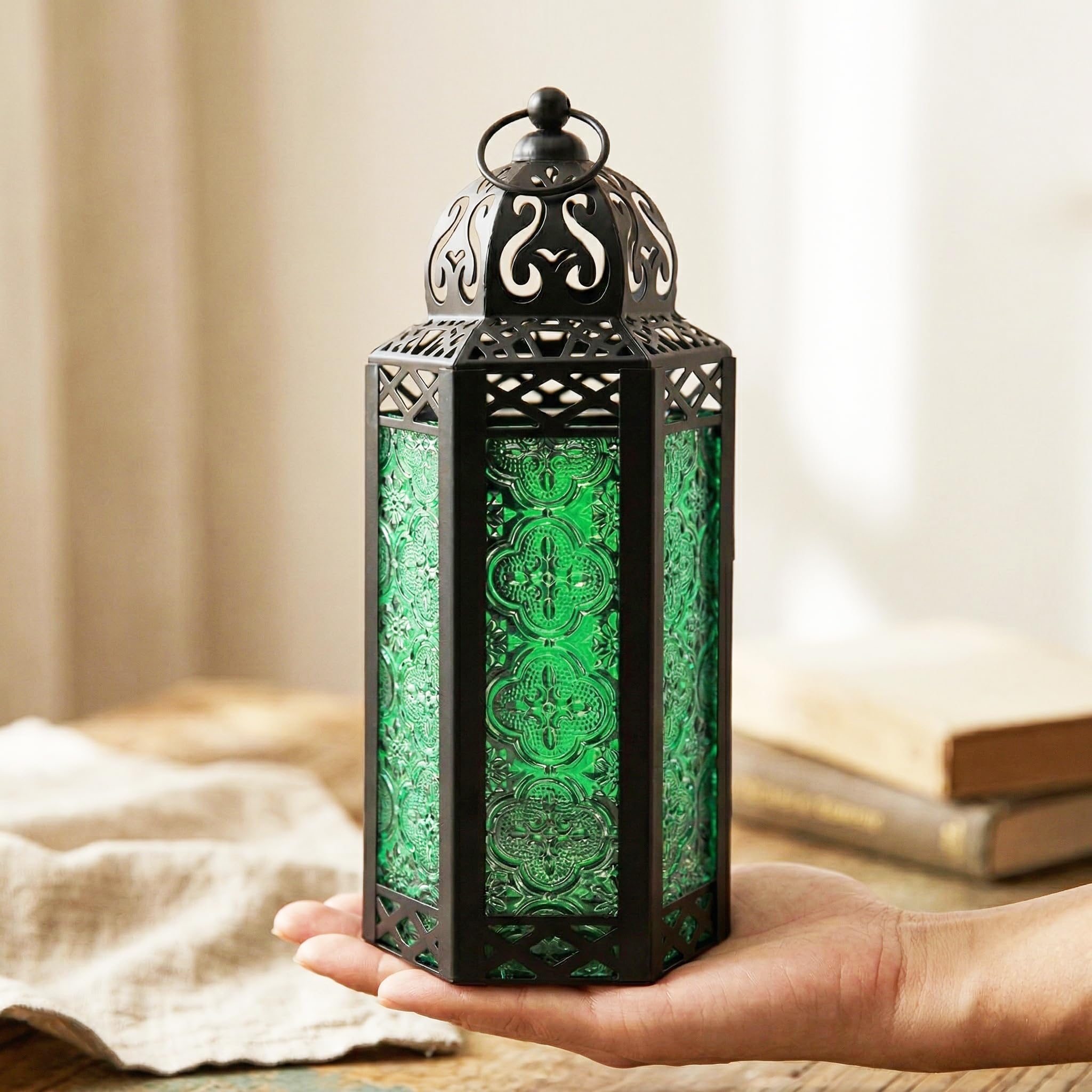 Lanterne in stile marocchino, metallo, Green, medium