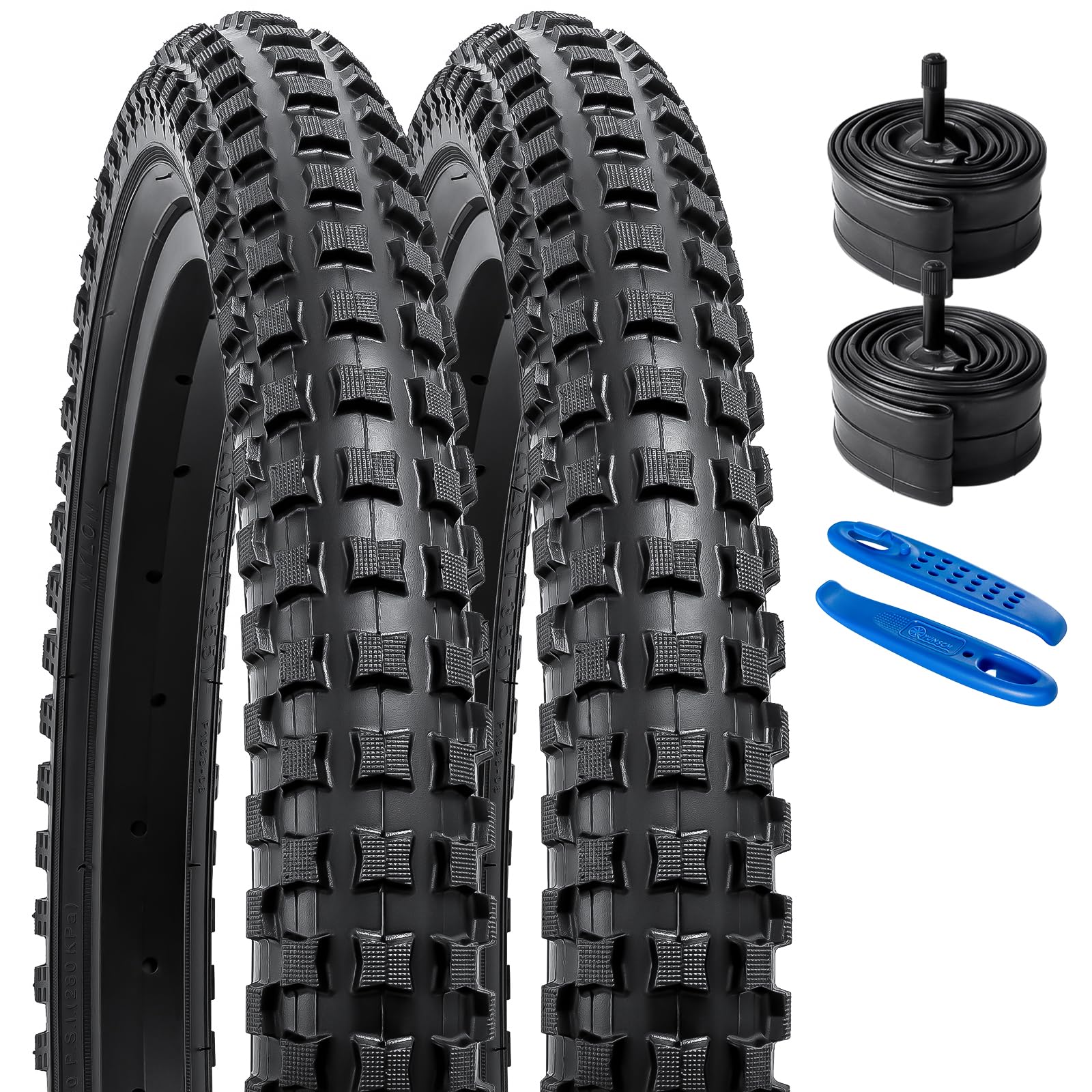 YunSCM 2Pcs20 inch Tyres 20x2.35 58-406 and 2Pcs 20" Bike Inner Tubes AV32 mm Valve Compatible with 20x2.30 20x2.35 20x2.40 Road bikes, city bikes Bicycle Bike Tyre