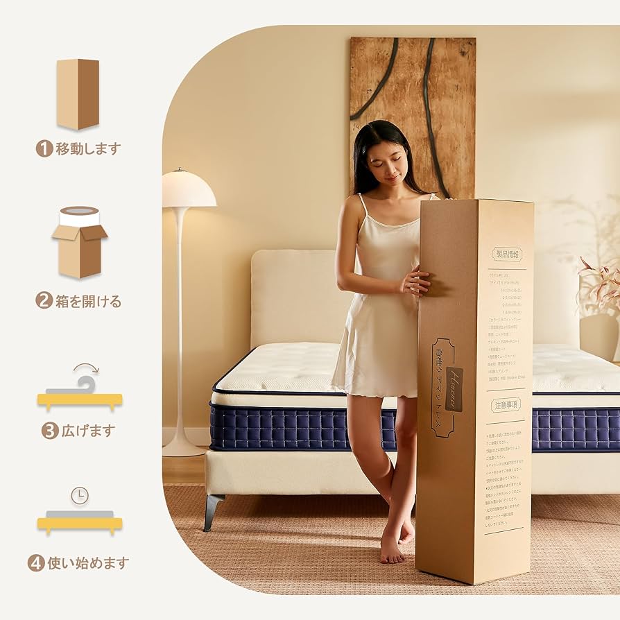 新品未使用 マットレス ポケットコイル 厚さ25cm 高反発 360N 体圧分散 MODERN DECO 超極厚 25cm マットレス キング ポケットコイル