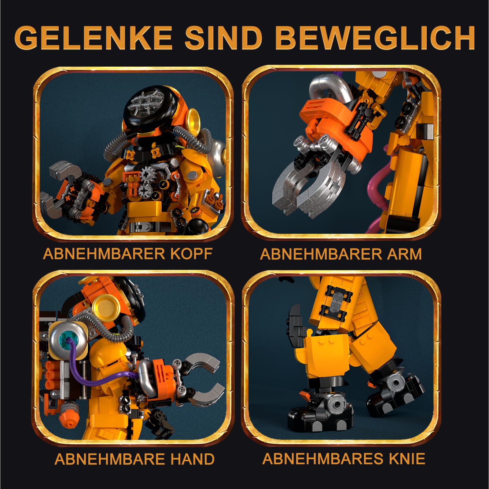 Steampunk Taucher Bausteine Set für Erwachsene und Jugendliche ab 14+, Tiefseetaucher Klemmbausteine Spielzeug Modell mit Ständer, Kreatives Geschenk für Mädchen Jungen(1287 Stück)