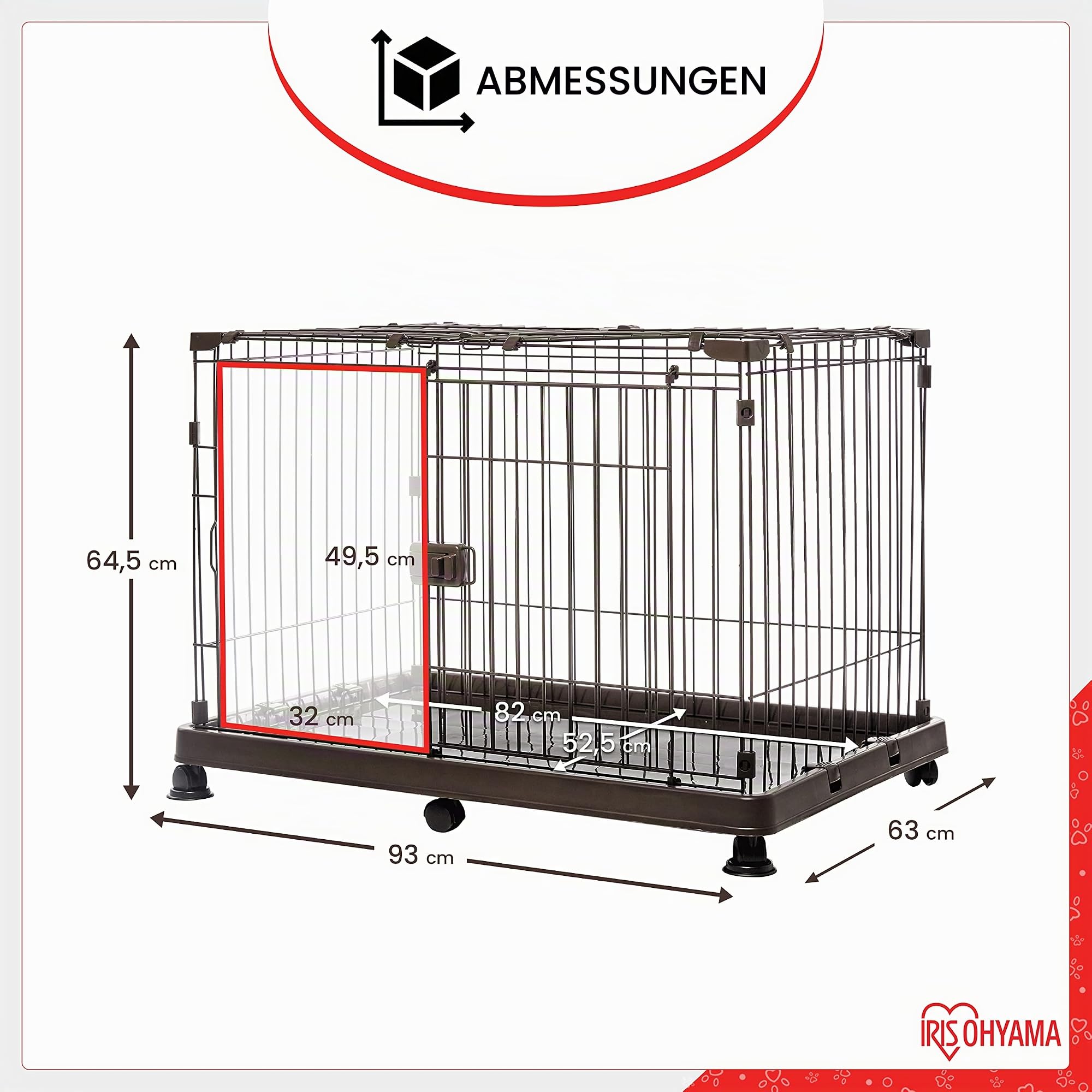 Iris Ohyama Welpenauslauf mit abschließbarer Tür und Rollen, H65, Braun, Katzengehege, Hundebox, Für Outdoor, Indoor, Welpenlaufstall, Hundezaun, Welpenzaun, Laufstall Hund, STS-600TY