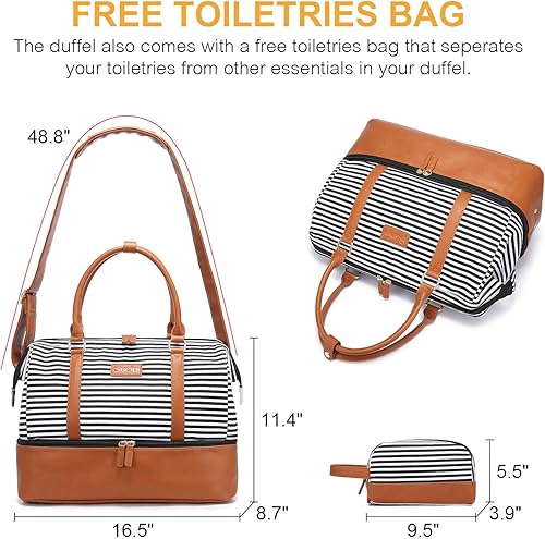 Miniatura 2 de Sucipi Bolsas de lona para mujer, bolsas de lona de viaje con compartimento para zapatos, bolsa de viaje para noche, bolsa de lona con bolsa de aseo