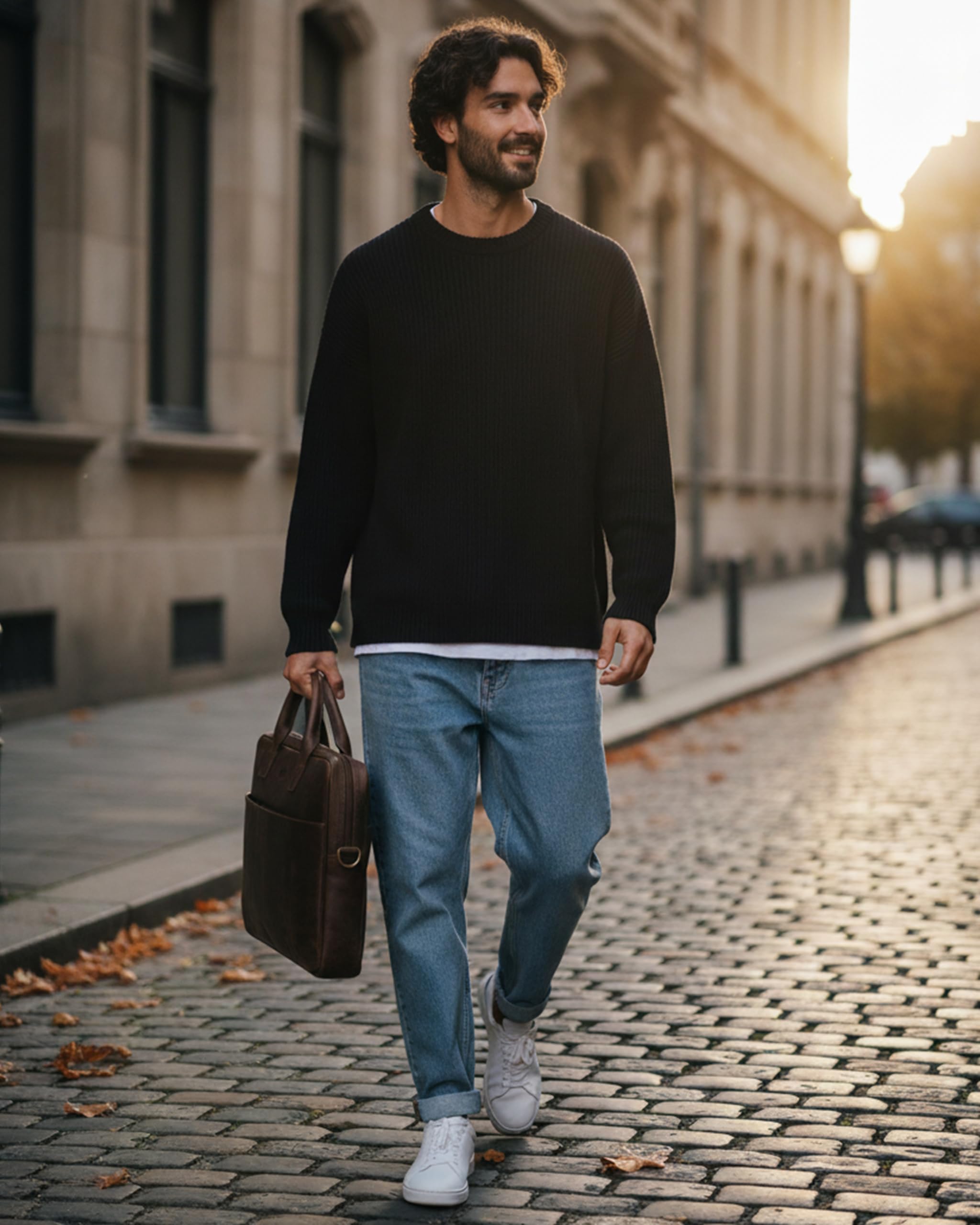 SID & VAIN Sac Ordinateur Portable Cuir véritable 15 Pouces Aden Mallette Professionnelle bandoulière Grand pour Hommes Serviette de Travail Etudiante Marron