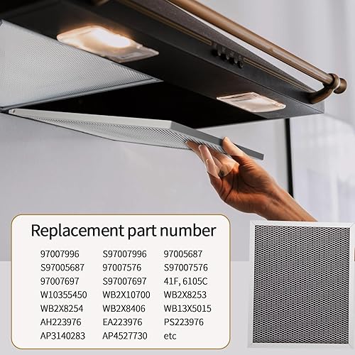 Miniatura 5 de Filtro de carbón para campana extractora Broan 97007696, S97007696, 9700568, 6105C, 413023, Whirlpool W10355450, tamaño del filtro 10.5 x 8.75 x