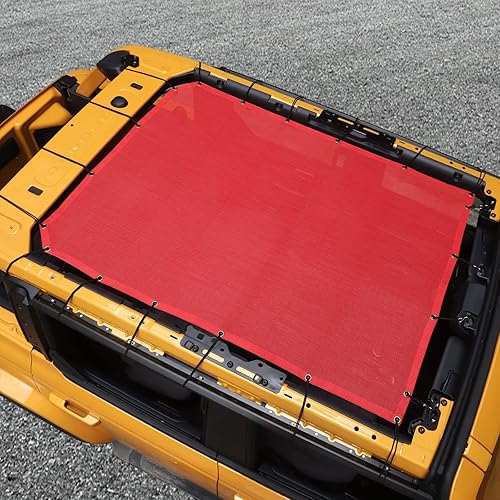 Vista 19 de JeCar Parasol de malla para el techo del bikini de longitud completa, accesorios exteriores para Ford Bronco de 4 puertas 2021 2022, color negro