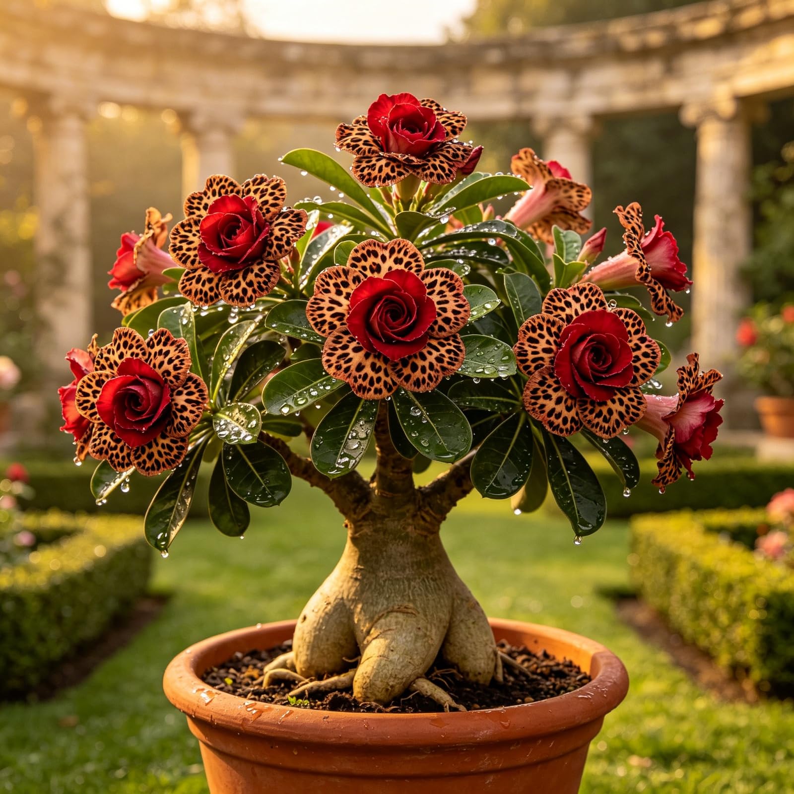 Rosa del Deserto Perenne | Colori Vivaci | Resistente alla Siccità | Per Giardini Esterni e Balconi-4bulbi-A