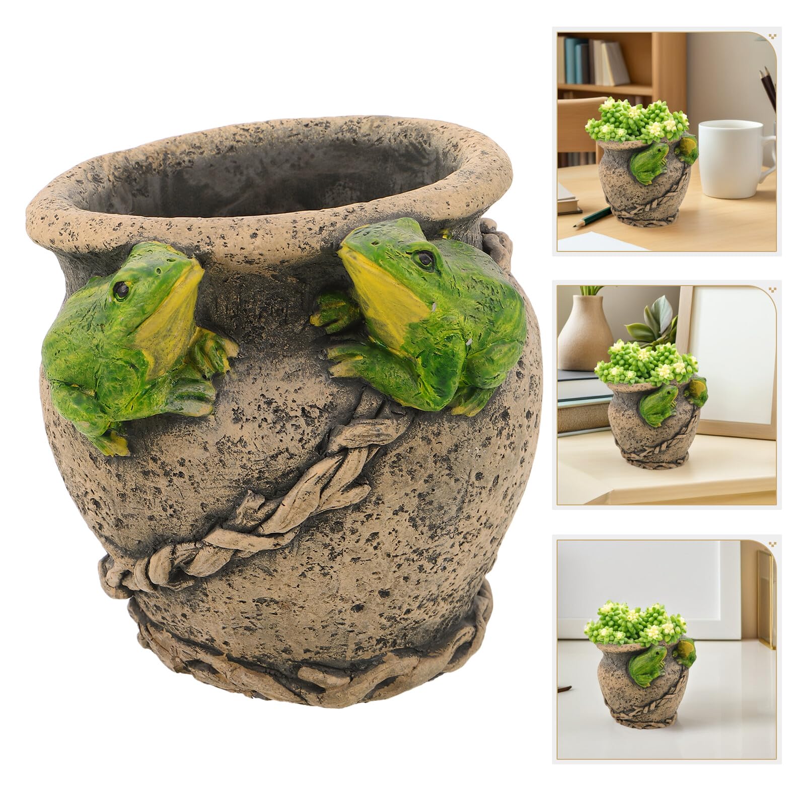 Anneome Mała Ceramiczna Doniczka Kształcie Żaby Ręcznie Wykonany Dekoracyjny Doniczek Sukulenty i Bonsai Ozdobny Pojemnik Rośliny Do Domu i Ogrodu