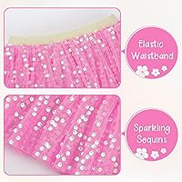 Vista 4 de KEREDA Falda de Tutú con Capas para Niñas, Falda de Tul de Lentejuelas Brillantes para Baile
