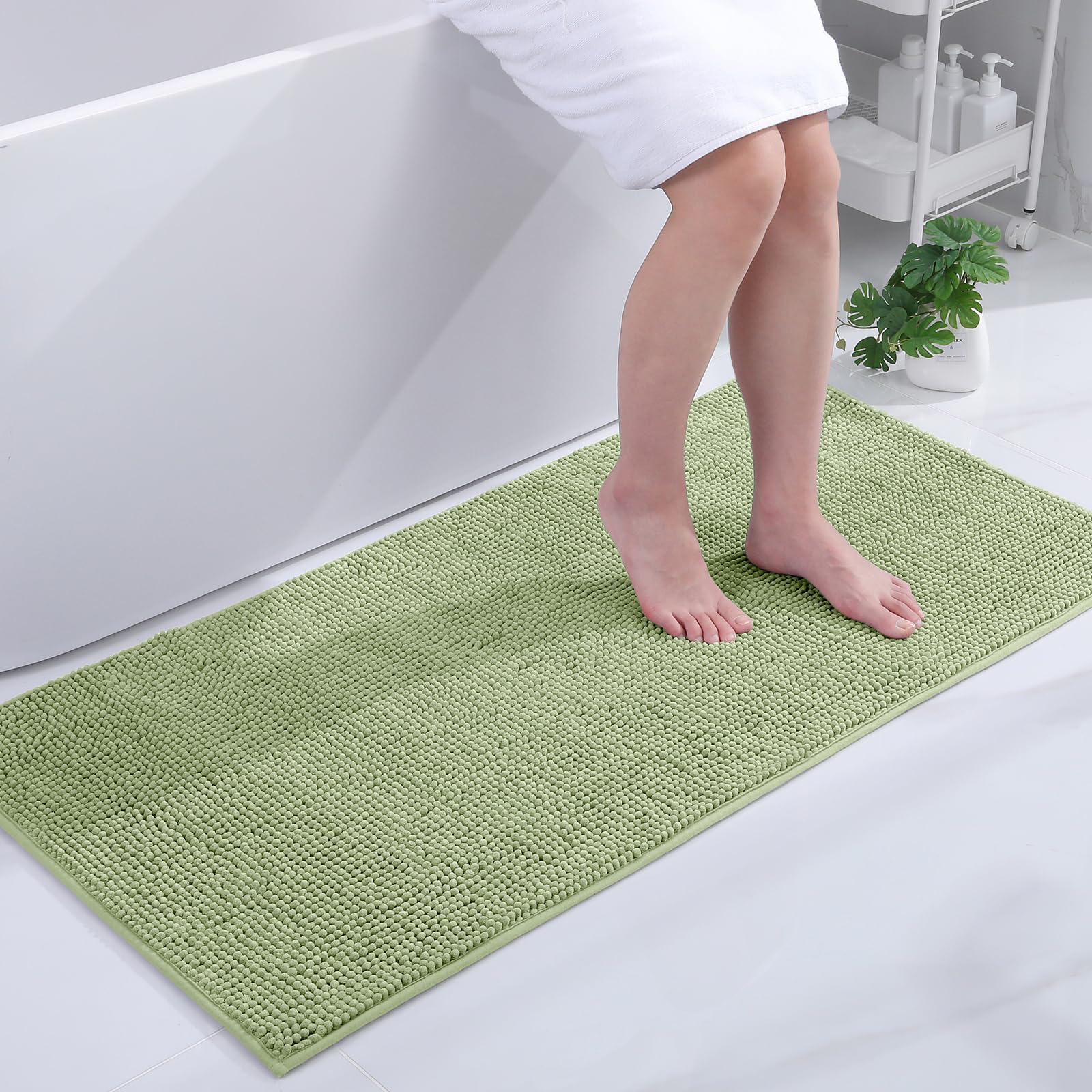 smiry Non Slip Chenille Bath Mat, Extra Soft Bathroom Mat, Super Absorbent Fluffy Bath Mats for Bathroom, Machine-Washable Quick Dry Bath Rug Foot Mat, 40 x 60 cm, Grey — view 53