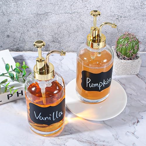 Miniatura 4 de Dispensador de jarabe de café para barra de café, dispensador de bomba de café, botella de jarabe de vidrio con bomba, 16.9 oz 16.9 fl oz, juego de 2