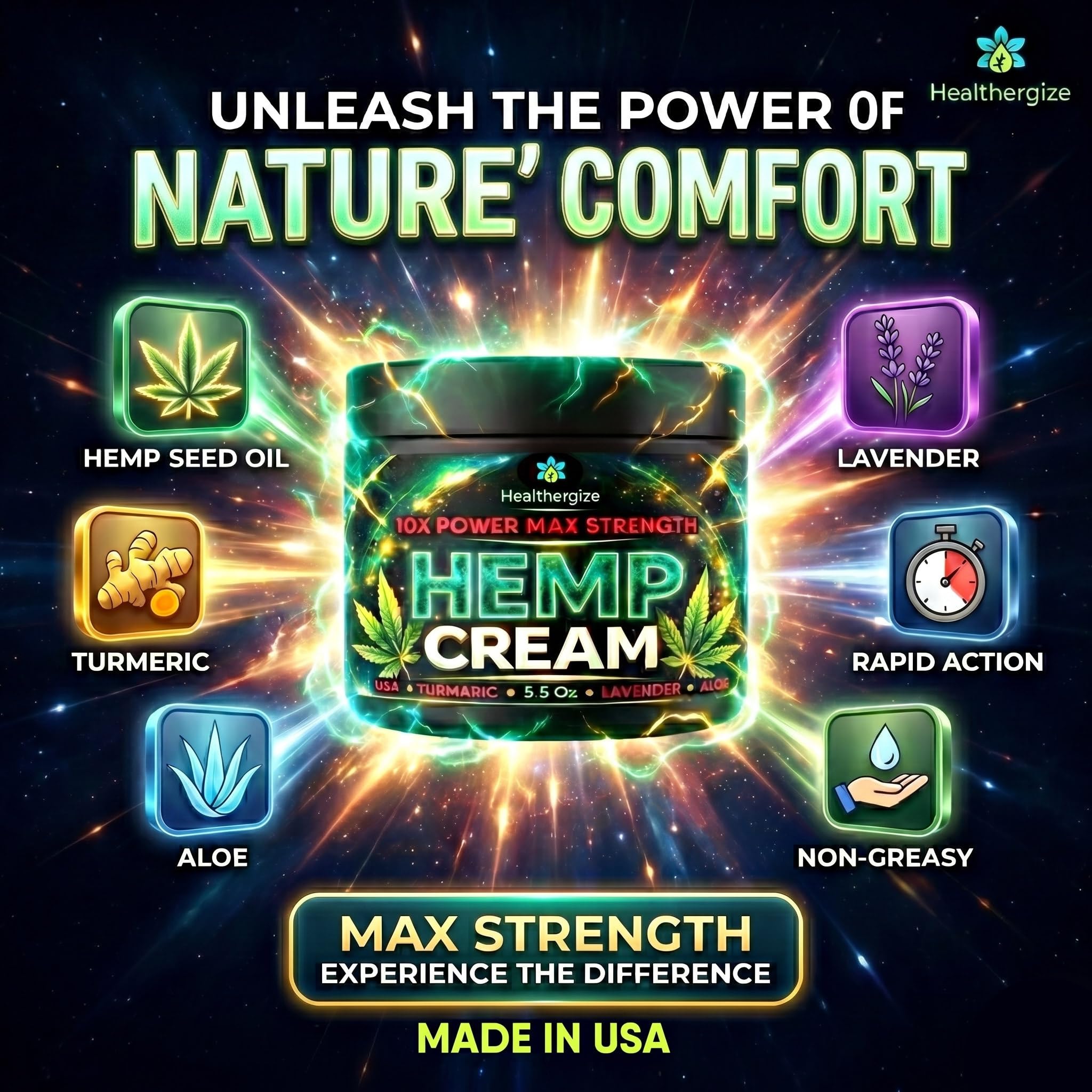 Hemp Cream Maximum Strength – Hemp Lotion for Muscles, Back, Neck, Knees & Feet – Hemp Oil, Aloe & Lavender Body Lotion for Men & Women – Menthol-Free, Non-Greasy, Fast Absorbing – 5.5 oz, Made in USA — Amazon image 4