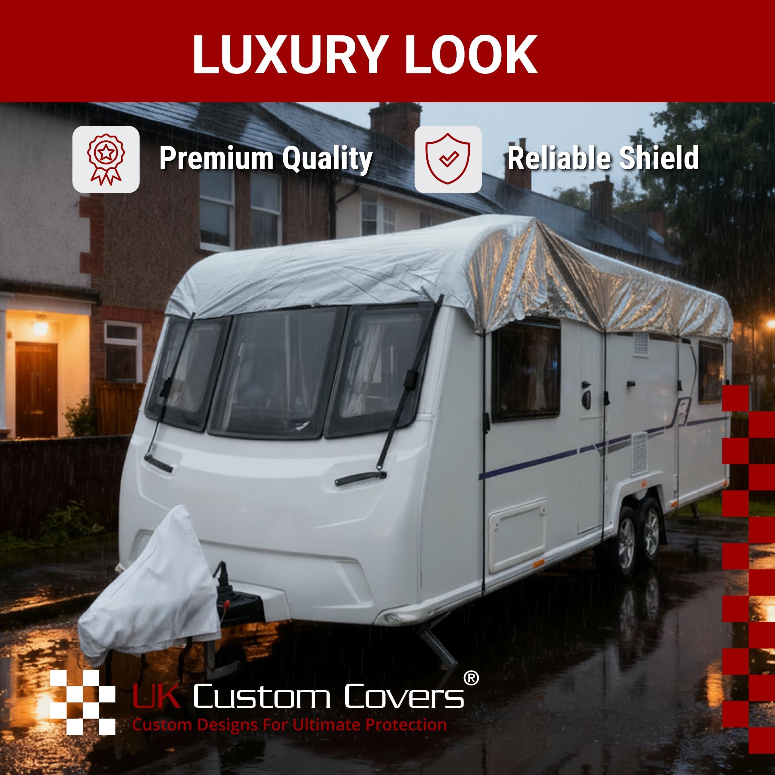 UK Custom Covers CC790SILVER - Cubierta superior impermeable para caravana (18 a 22 pies)