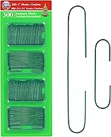 RNDToys 300 Pack Green Metal Ornament Hooks - Bendable Wire Hangers, 2 Sizes for Christmas Tree, Party & Floral Decor