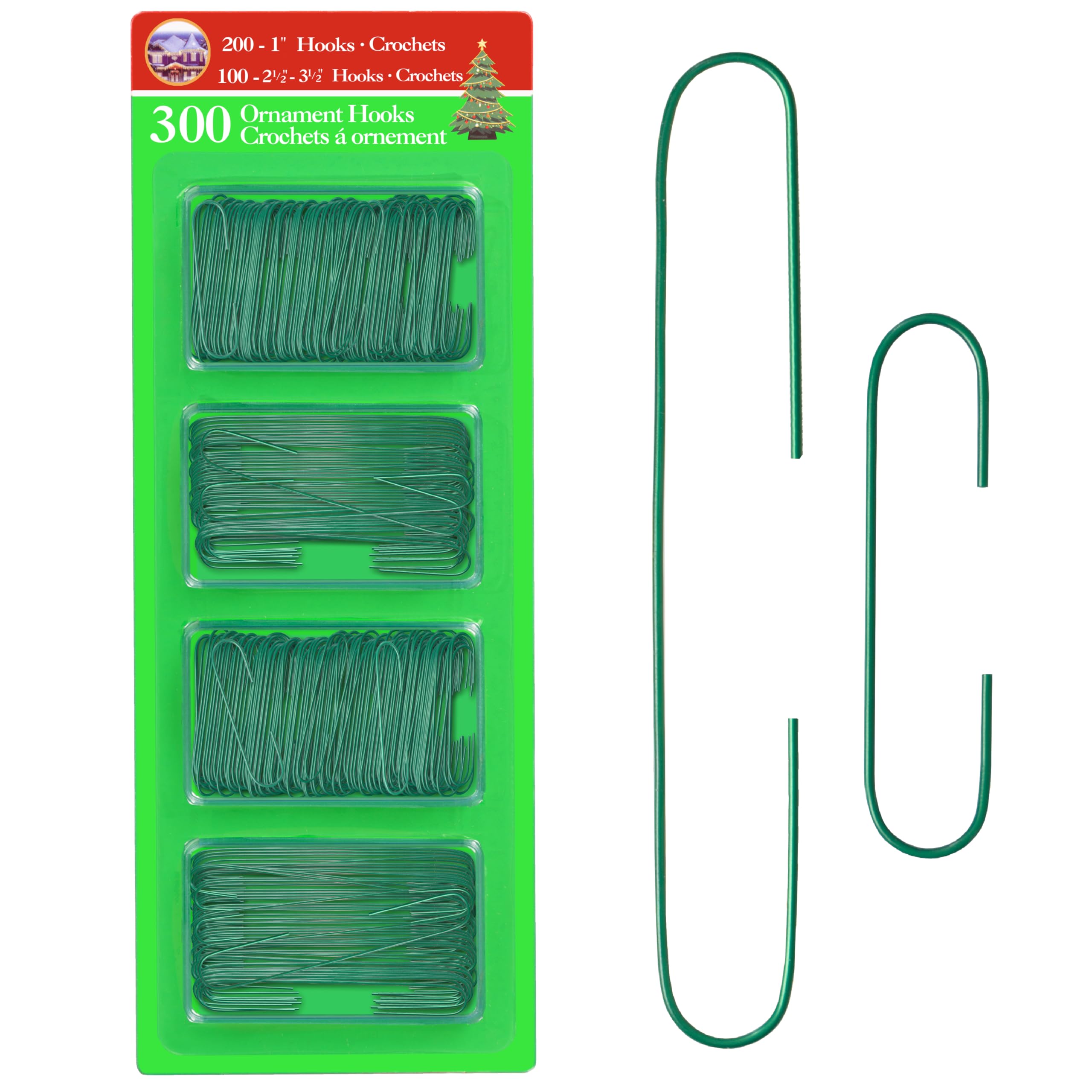 R N' D Toys Metal Wire Tree Decorating Hangers- Hanging Ornament Hooks for Christmas (Green) -300 Pack