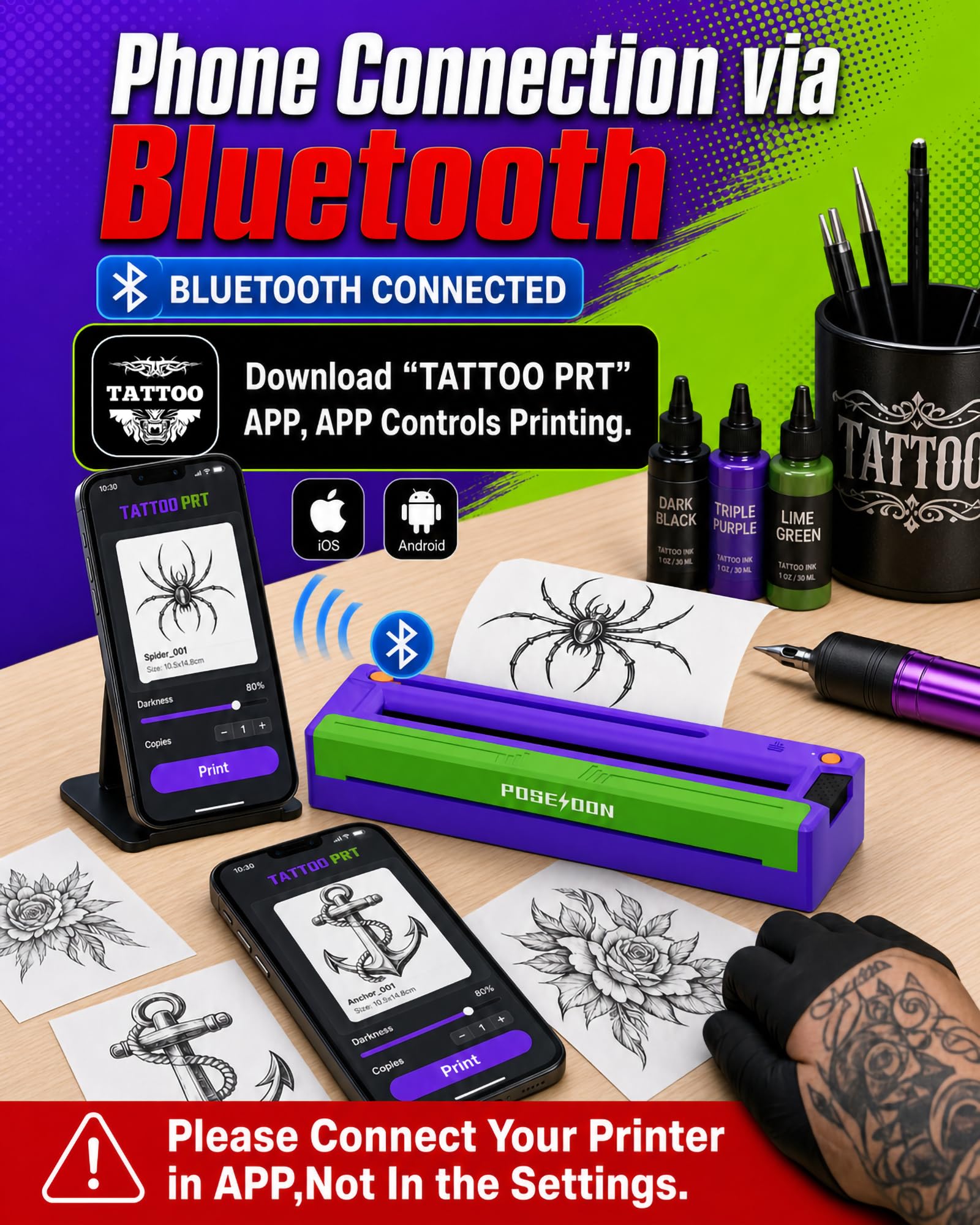 Amazon.com: Vidattx Poseidon Tattoo Stencil Printer Machine with