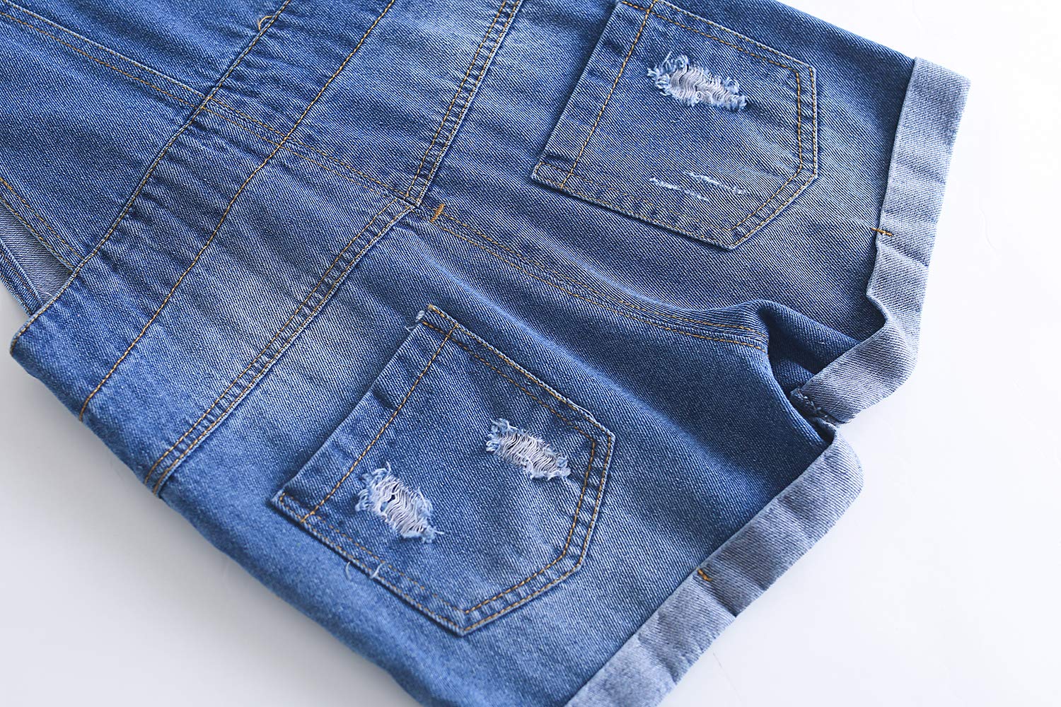 KIDSCOOL SPACE Salopette di Jeans per Bambina,Shortall in Denim Estivo per Bambini