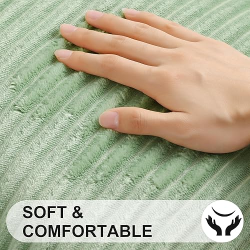 Miniatura 2 de Simmore Juego de 2 fundas de almohada decorativas de 22 x 22 pulgadas, fundas de almohada suaves de franela de felpa natural de doble cara para sofá