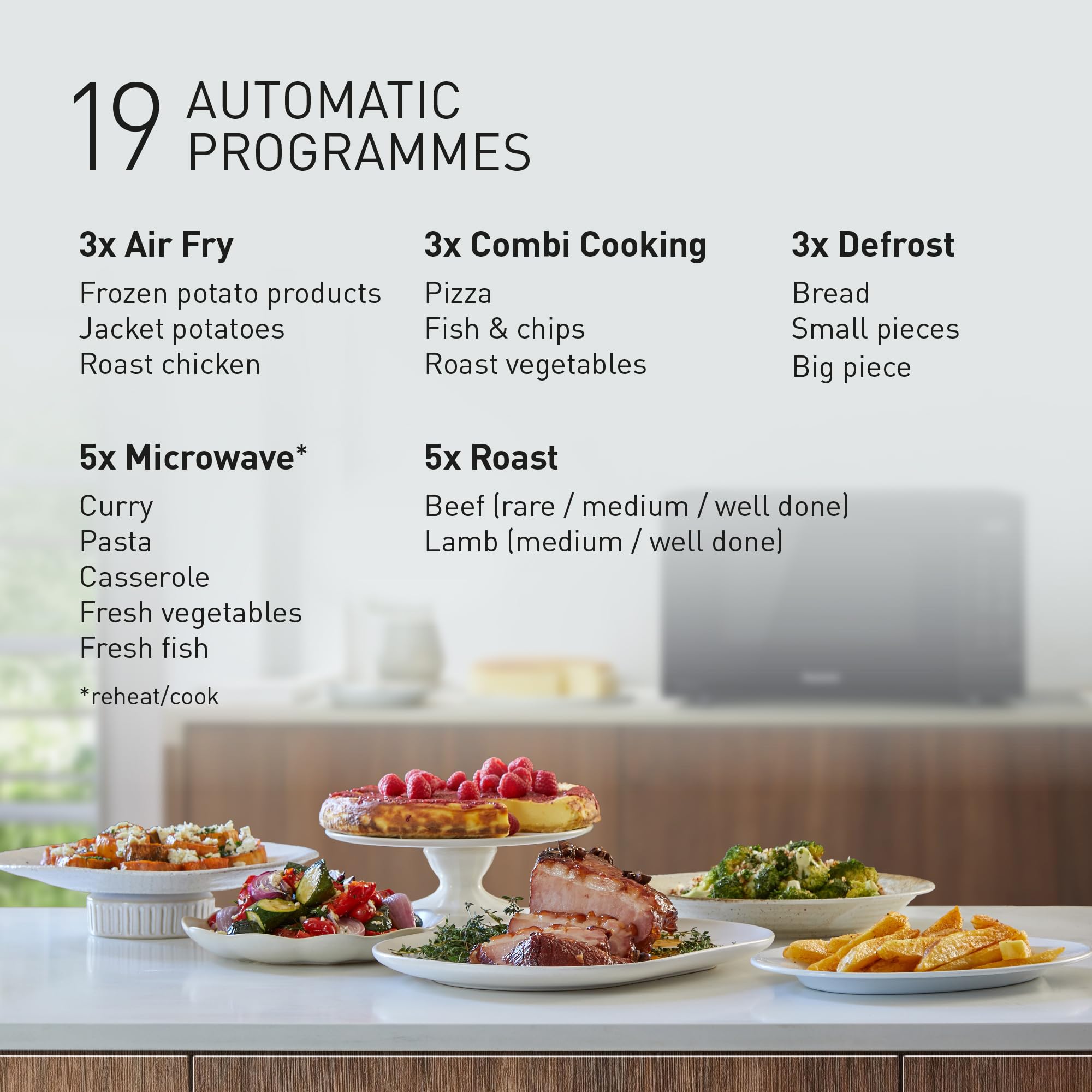 Panasonic NN-CT56RBEPG 27 l kuchenka mikrofalowa kombi 4 w 1 z Airfryer, inwerter 1000 W, 19 automatycznych programów, grill konwekcyjny, oszczędność miejsca, smukła konstrukcja, czarna