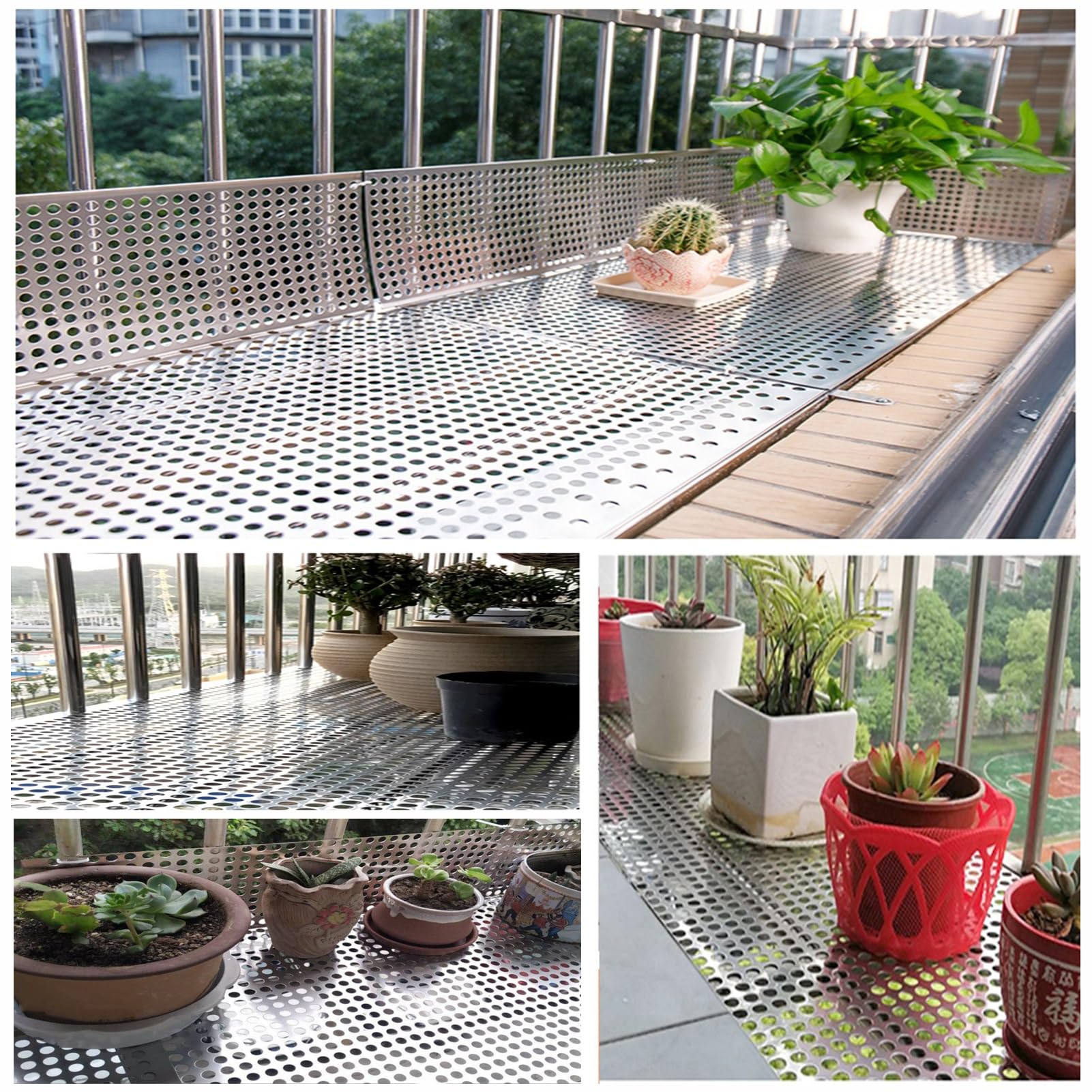 304 Chapa de Acero Inoxidable Perforada Chapa de Acero Decorativa DIY Tool Wall Multi-Purpose Metal Sheet(0.35x1m/1.1x3.3ft)