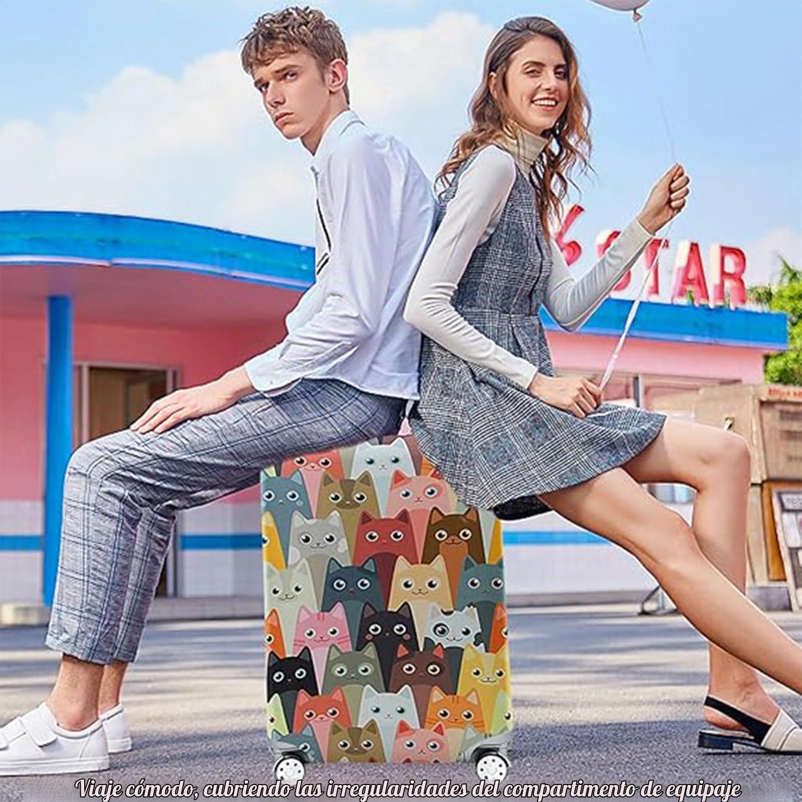 Elástica Gato Funda Maleta Cabina, Grueso Funda de Maleta con Cremallera, Maleta Viaje Suave de Anti-Polvo Fundas, para la Protección Contra el Polvo y Los Arañazos (M, 22-24 Pulgadas)