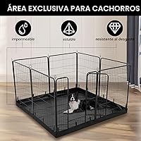 Vista 9 de PJYuCien - Corralito para perros con bolsa de almacenamiento, 31.3" de alto, 8 paneles, corralito para cachorros con fondo cuadrado, cerca