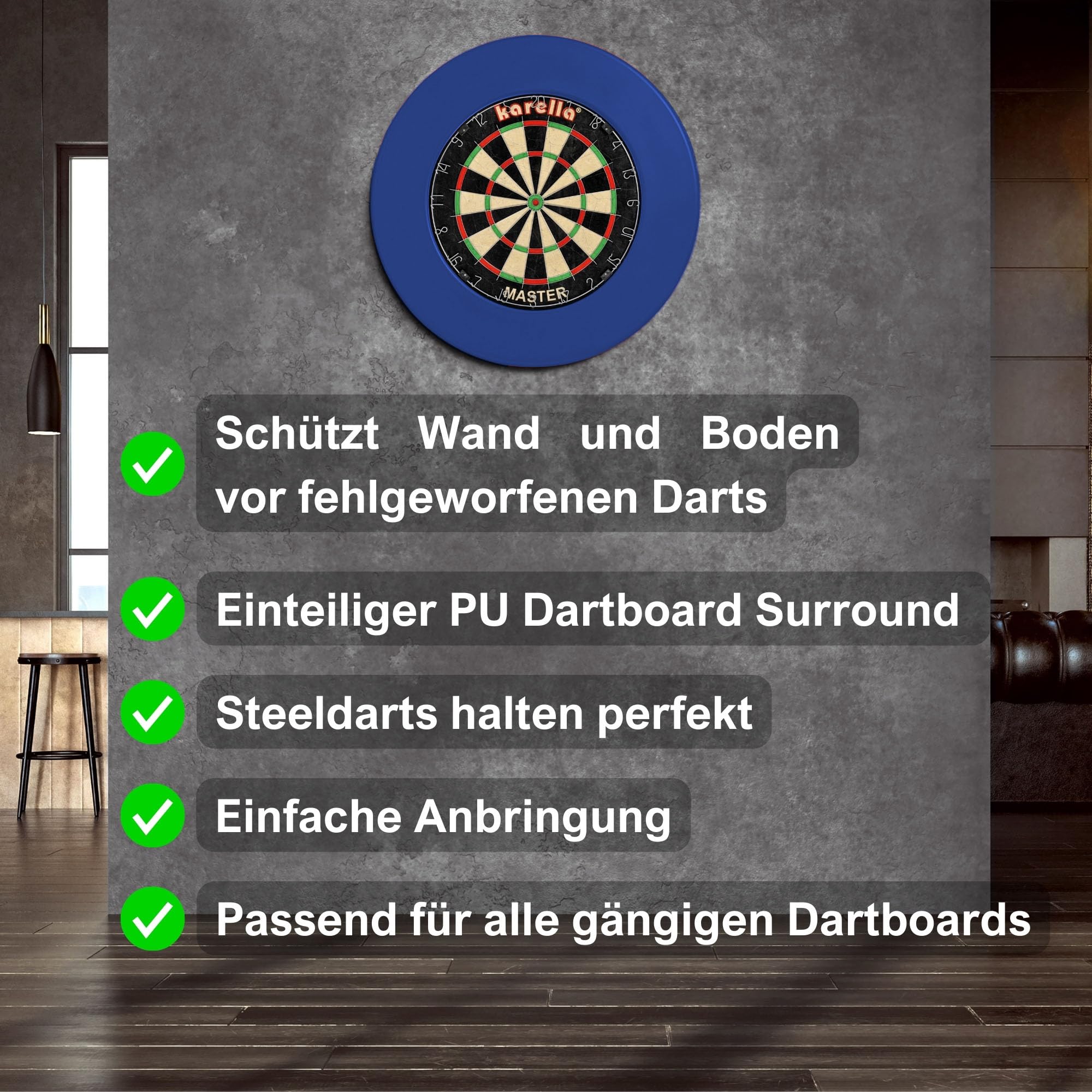 Karella einteiliger Dartboard Surround PU, Auffangring Dartscheiben, 4 Farben, Dart Umrandung, Catchring, Backboard Steeldart, Wandschutz, Auffangfeld für Dartpfeile