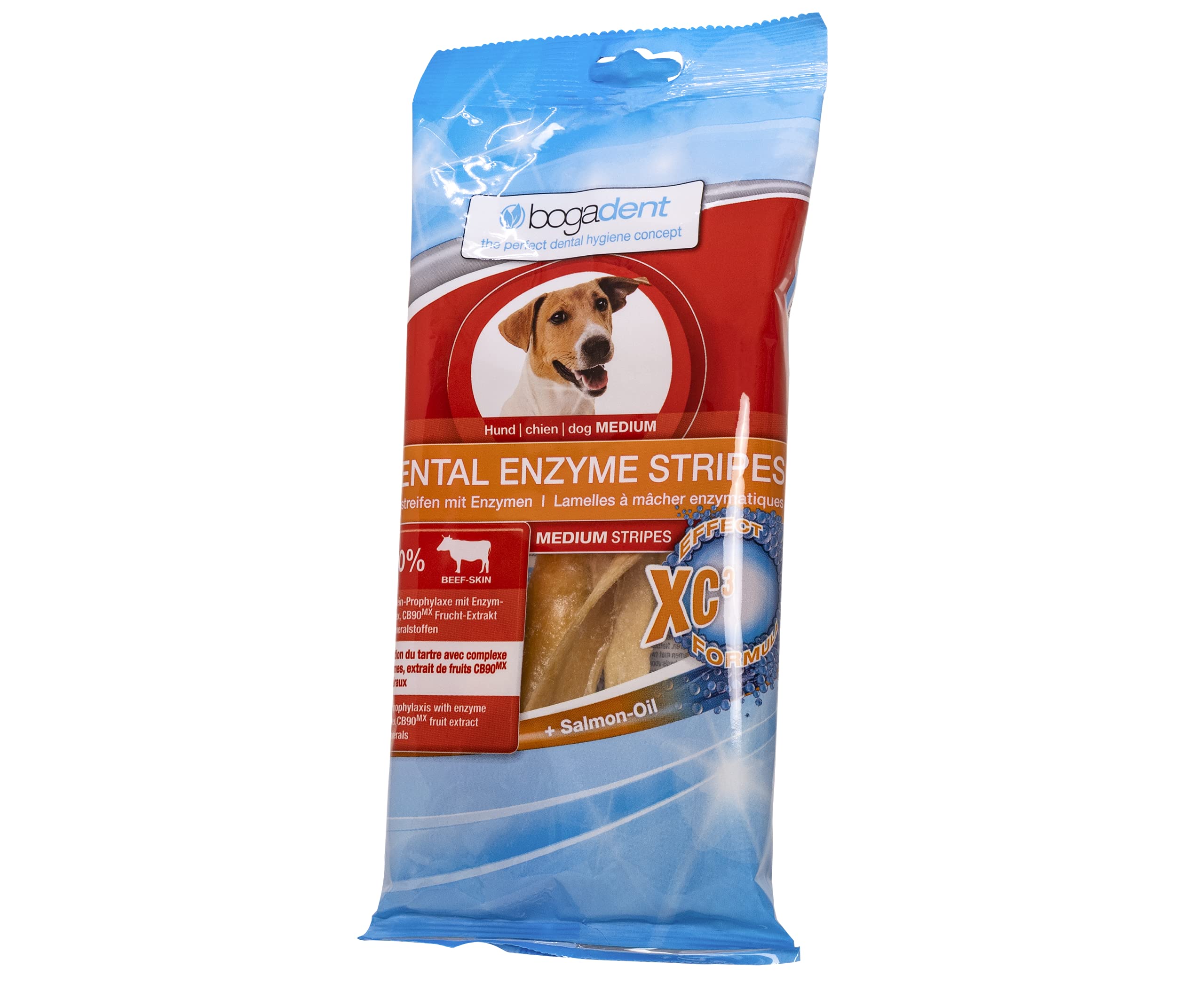 bogar, Bogadent Dental Enzyme Stripes Medium, Zahnpflege für Hunde, Hundezubehör für mittelgroße Hunde, Prävention von Zahnstein, Dental Sticks Hund, Mit Fleisch, Früchten und Mineralien, 100 g