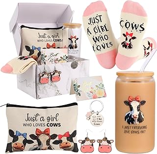 SAIWEILAI ONLINE 6 Pieces Cow Gifts Set for Women Cow Lovers Gifts Just a