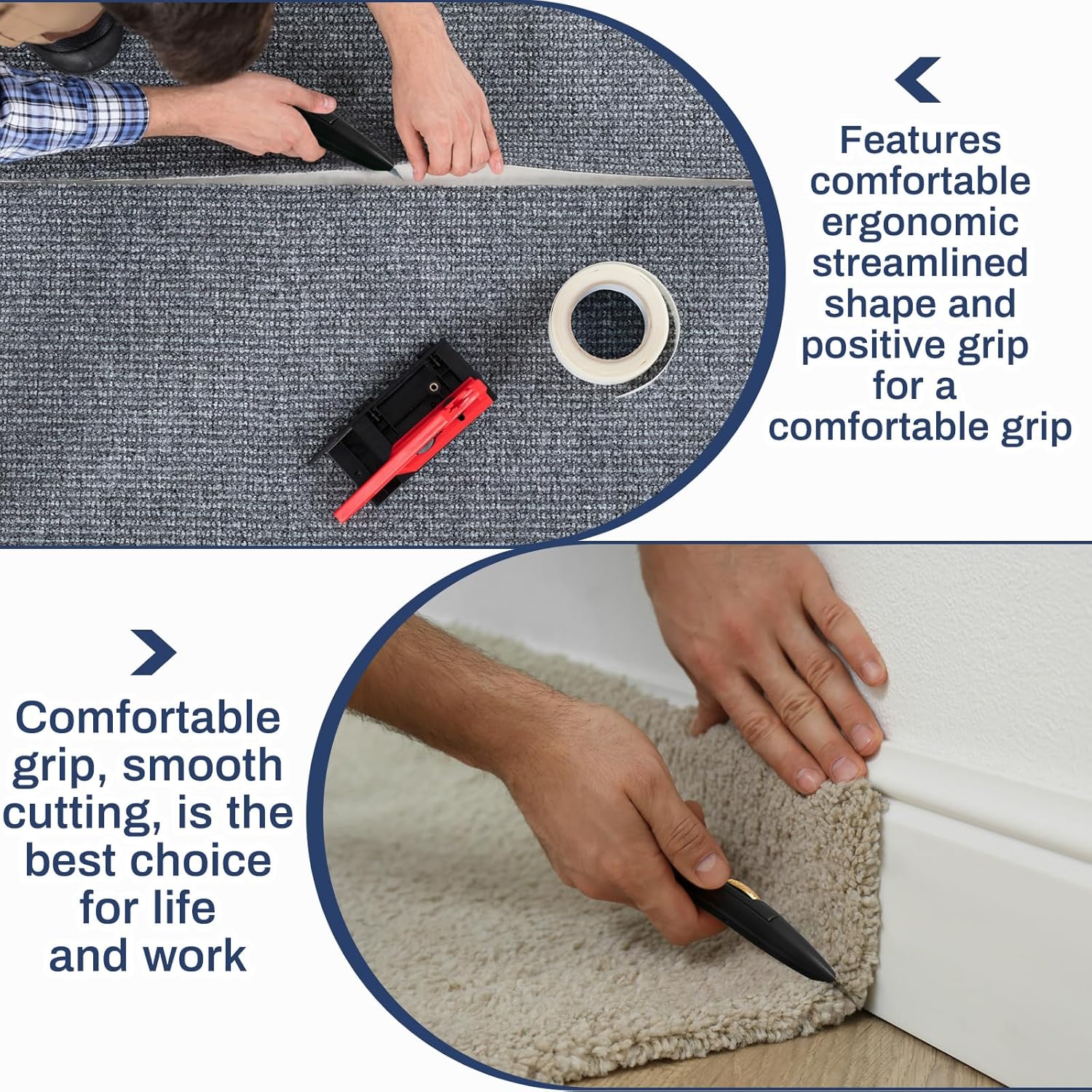 WILLBOND 2 Pcs Black Navajas Para Roofing Fixed Blade Roofing Knife, Heavy Duty Utility Knife for Drywall, Vinyl, Carpet Cutting, Metal Roofings Tools with Replacement Hook Blades