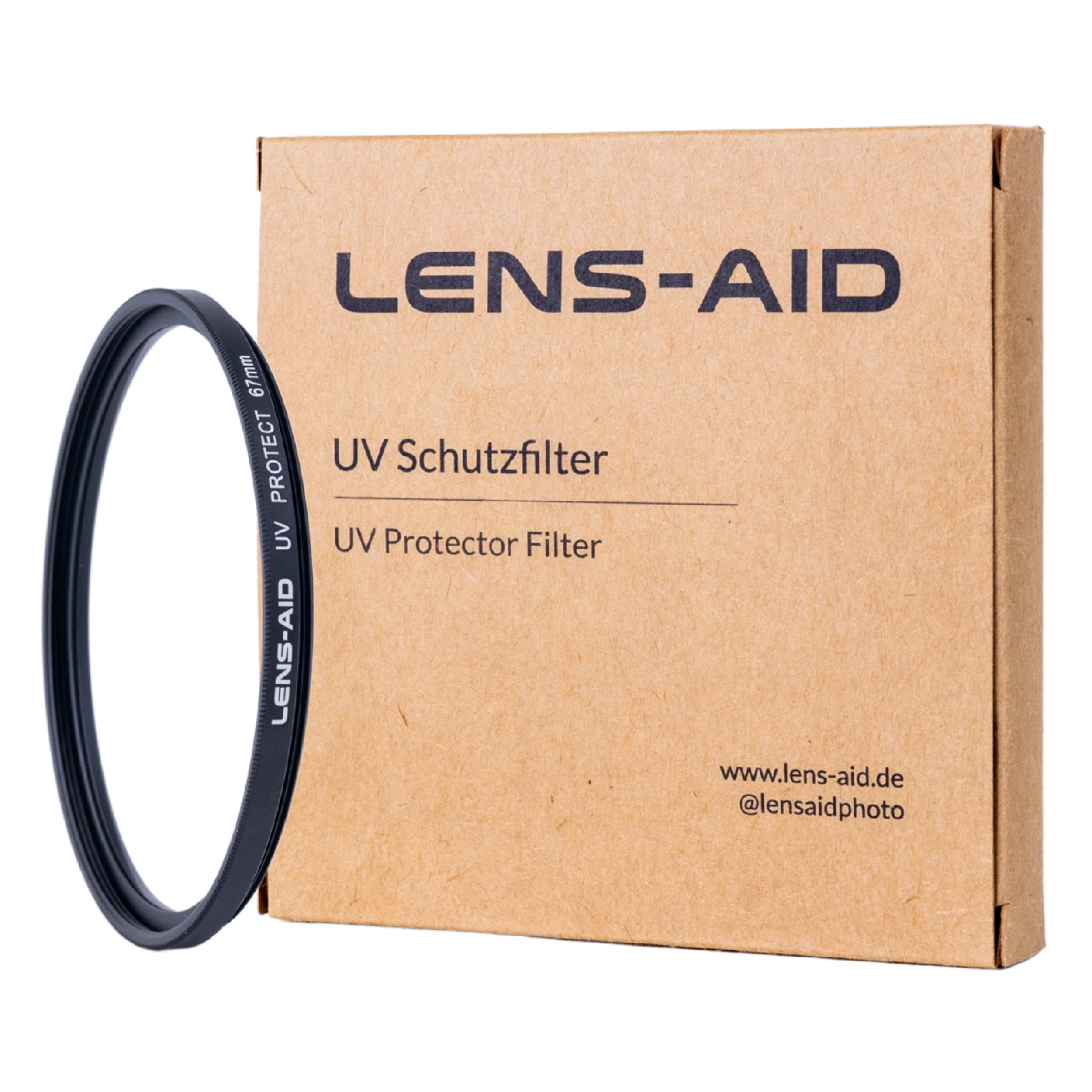 Lens-Aid Filtro UV67 mm - Filtro per obiettivi con vetro Schott B270 - Filtro protettivo per raggi ultravioletti con nano-rivestimento 18x contro graffi, polvere (repellente all'olio e all'acqua)