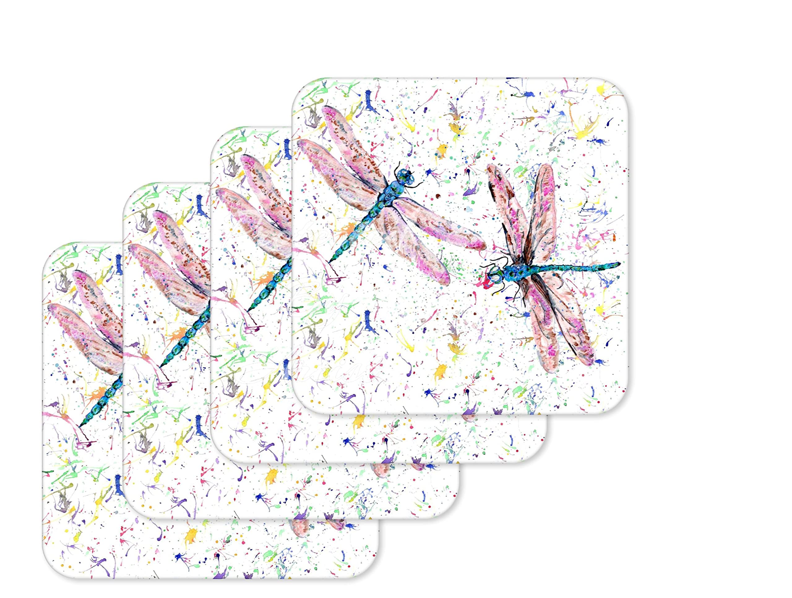Coaster Dragonfly Dragonflies Animals Coasters Watercolour Art Gift Work Office Dining Tea coffee (4)